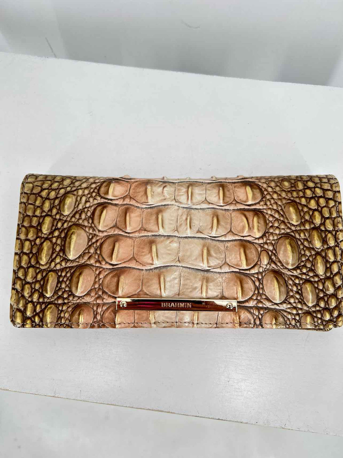 Brahmin Neutral Croc Embossed Pre Owned Wallet