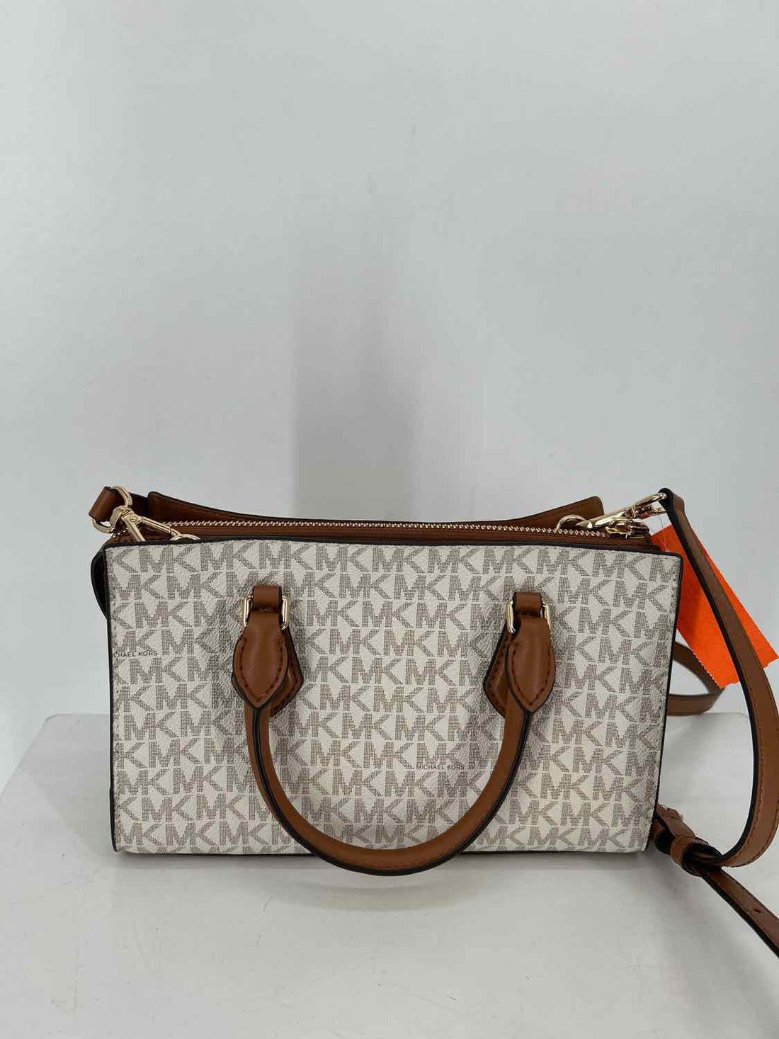 Michael Kors White Monogram Saffiano Leather Pre Owned Satchel
