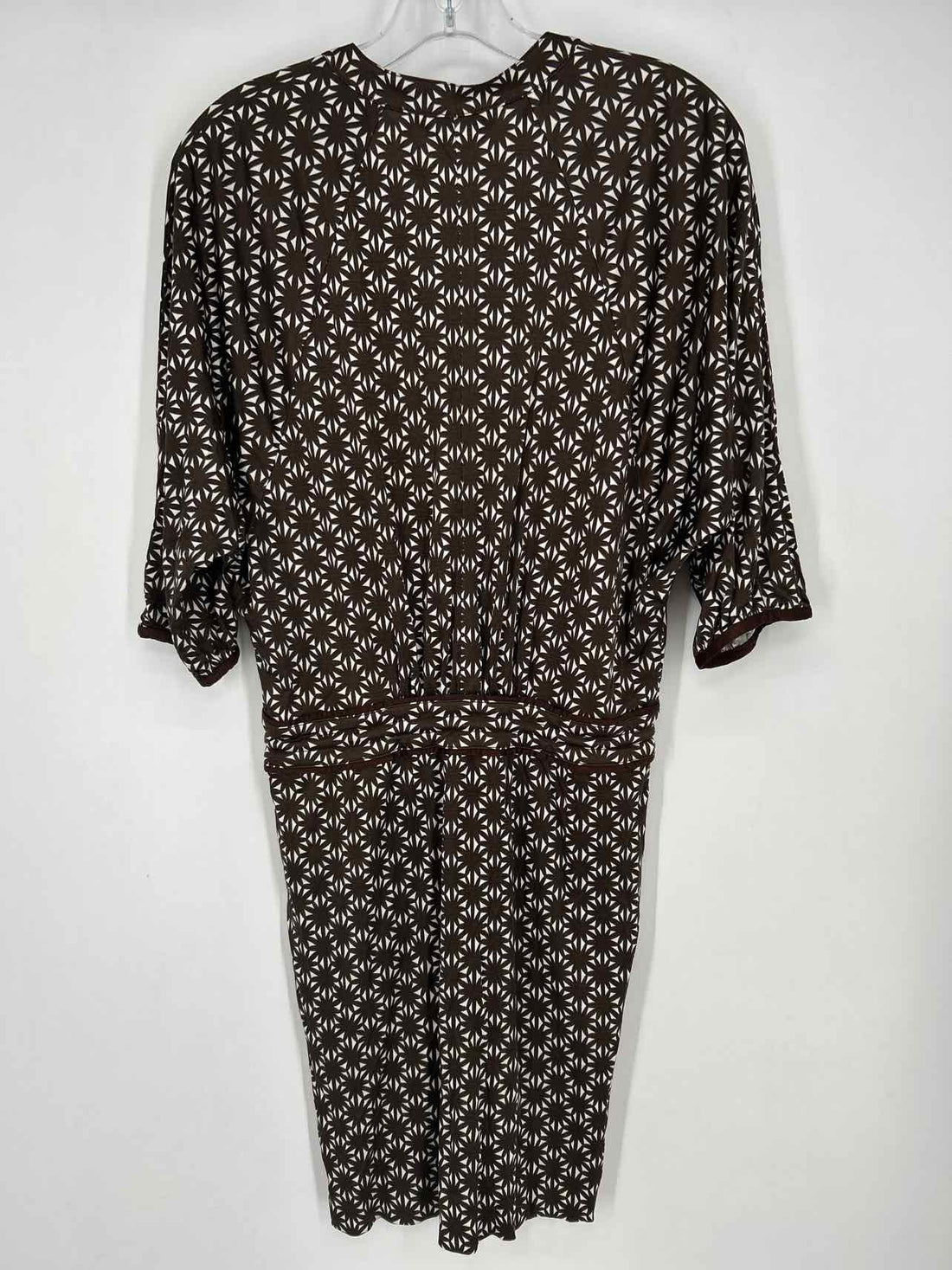 Etcetera Size 0 Dark Brown & White Silk/Rayon Short Sleeve Dress