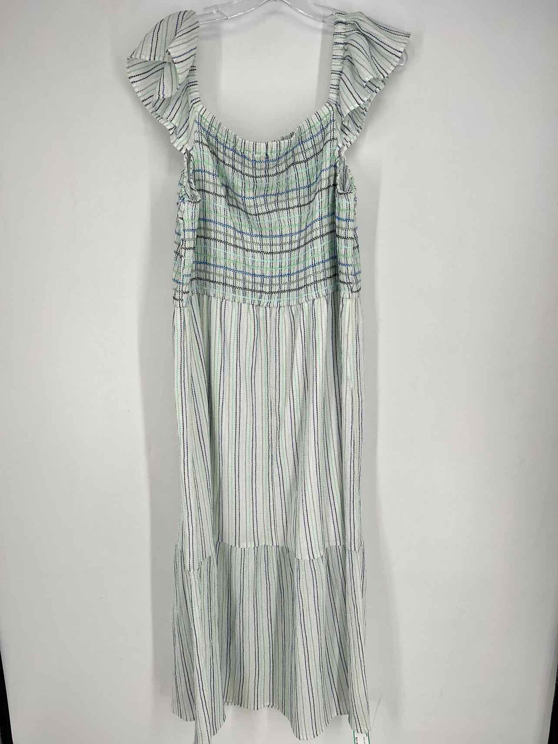 Loft Size L White Striped Dress