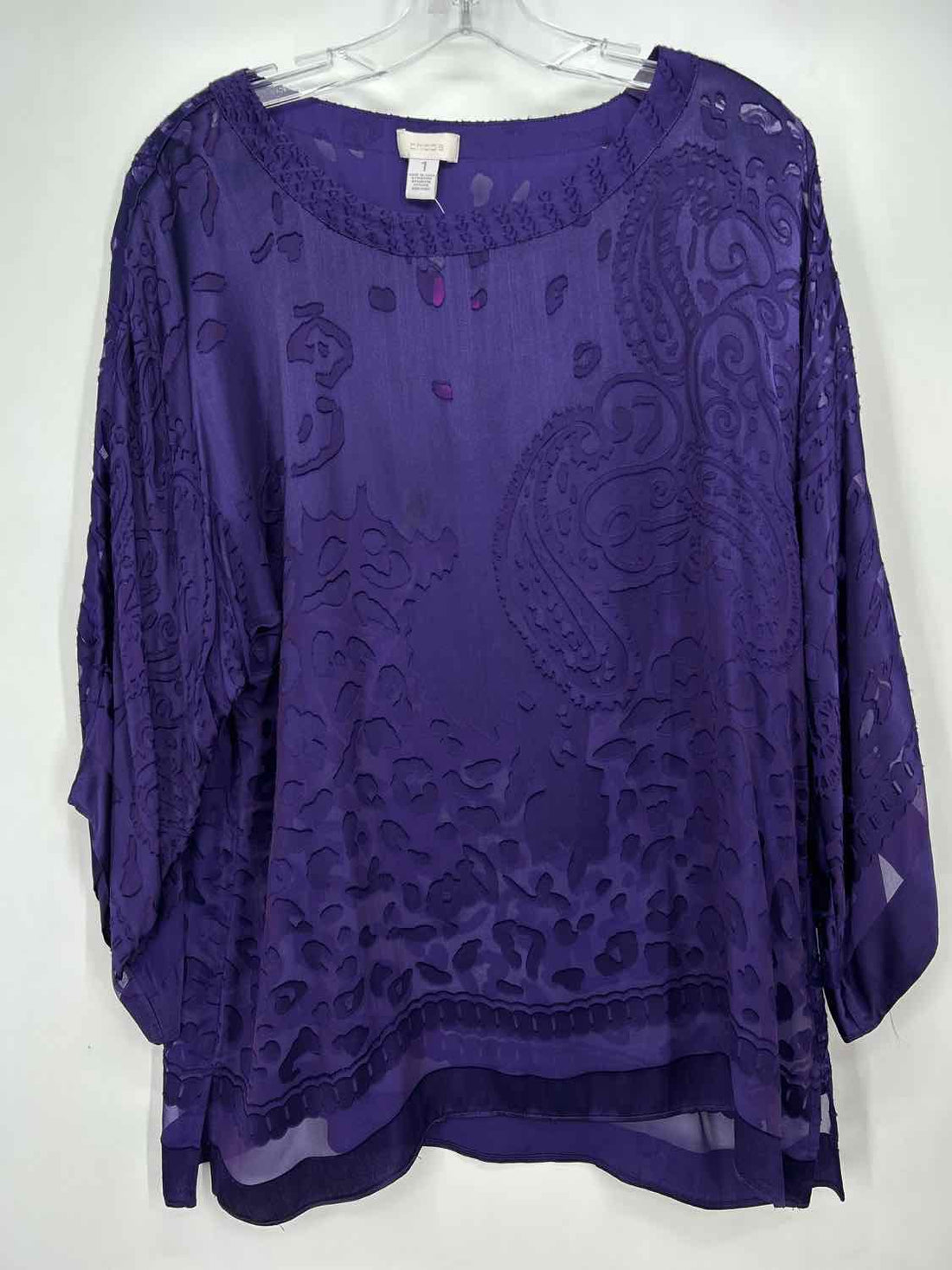 Chicos Size 1(M) Dark Purple Long Sleeve