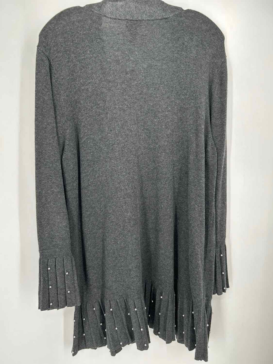 Chicos Size 3(XL) Gray Faux Pearl Cardigan