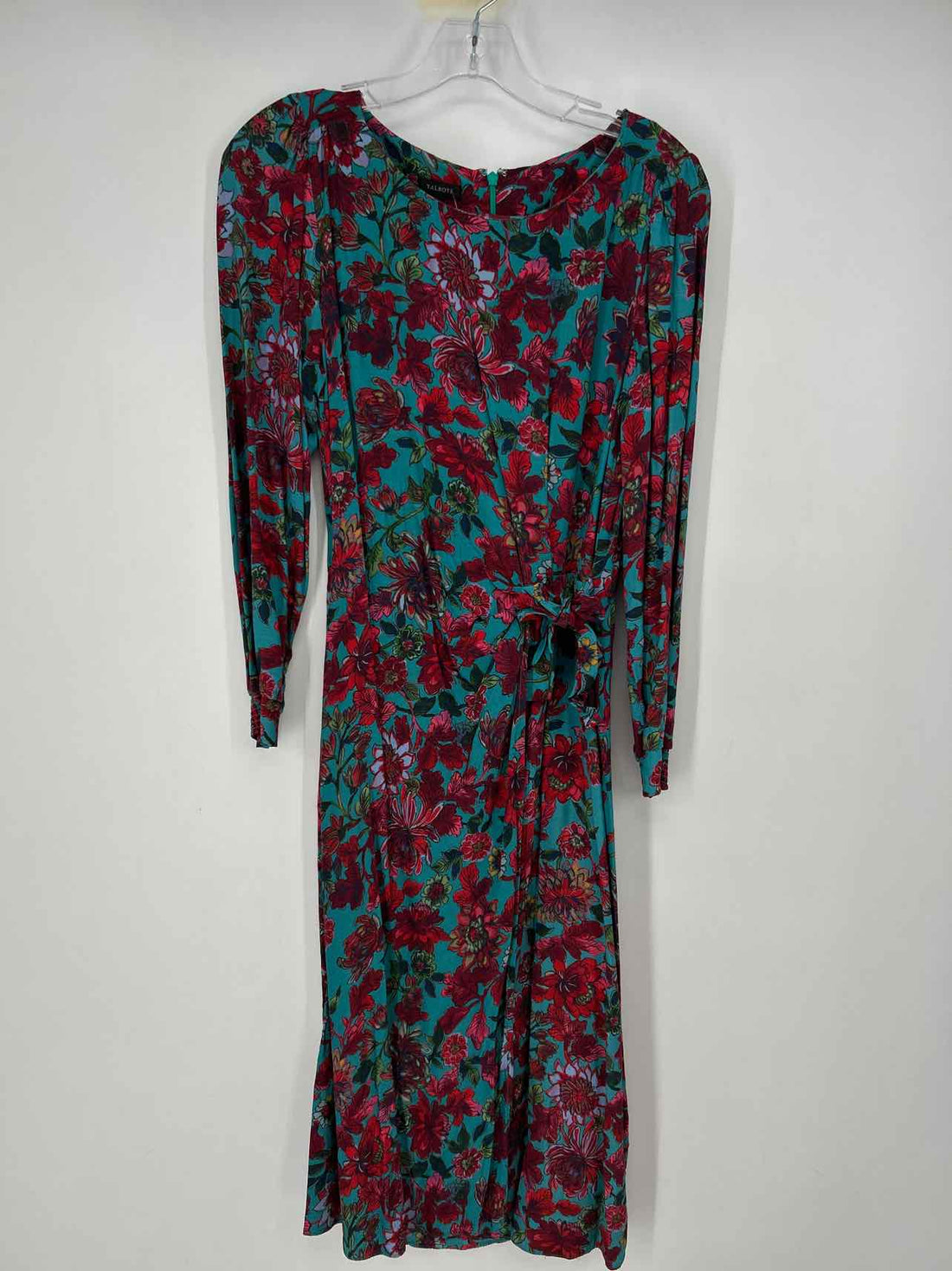 Talbots Size 6 Teal Floral Long Sleeve Dress