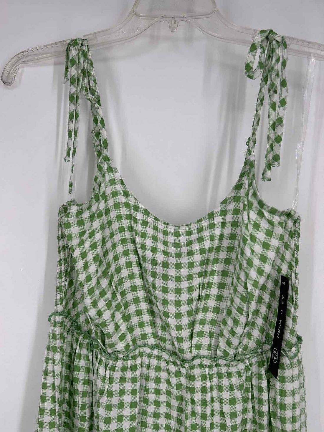 As U Wish Size M Green Gingham NWT Dress