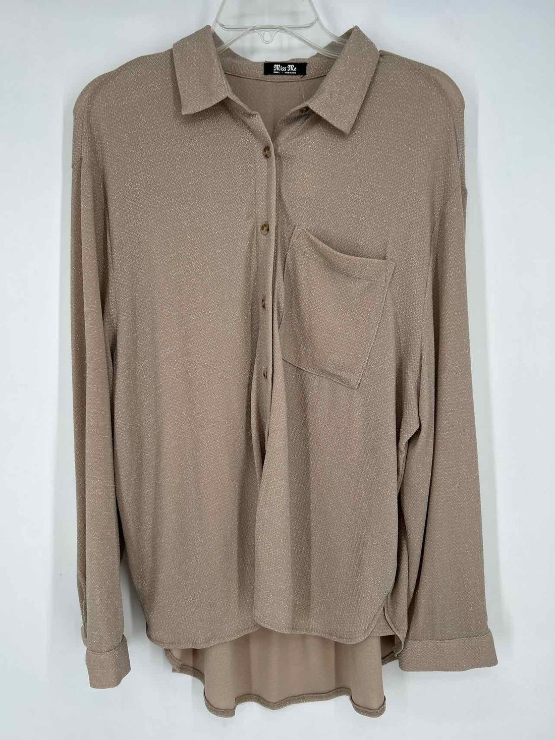 Miss Me Size S Beige Shimmer Long Sleeve