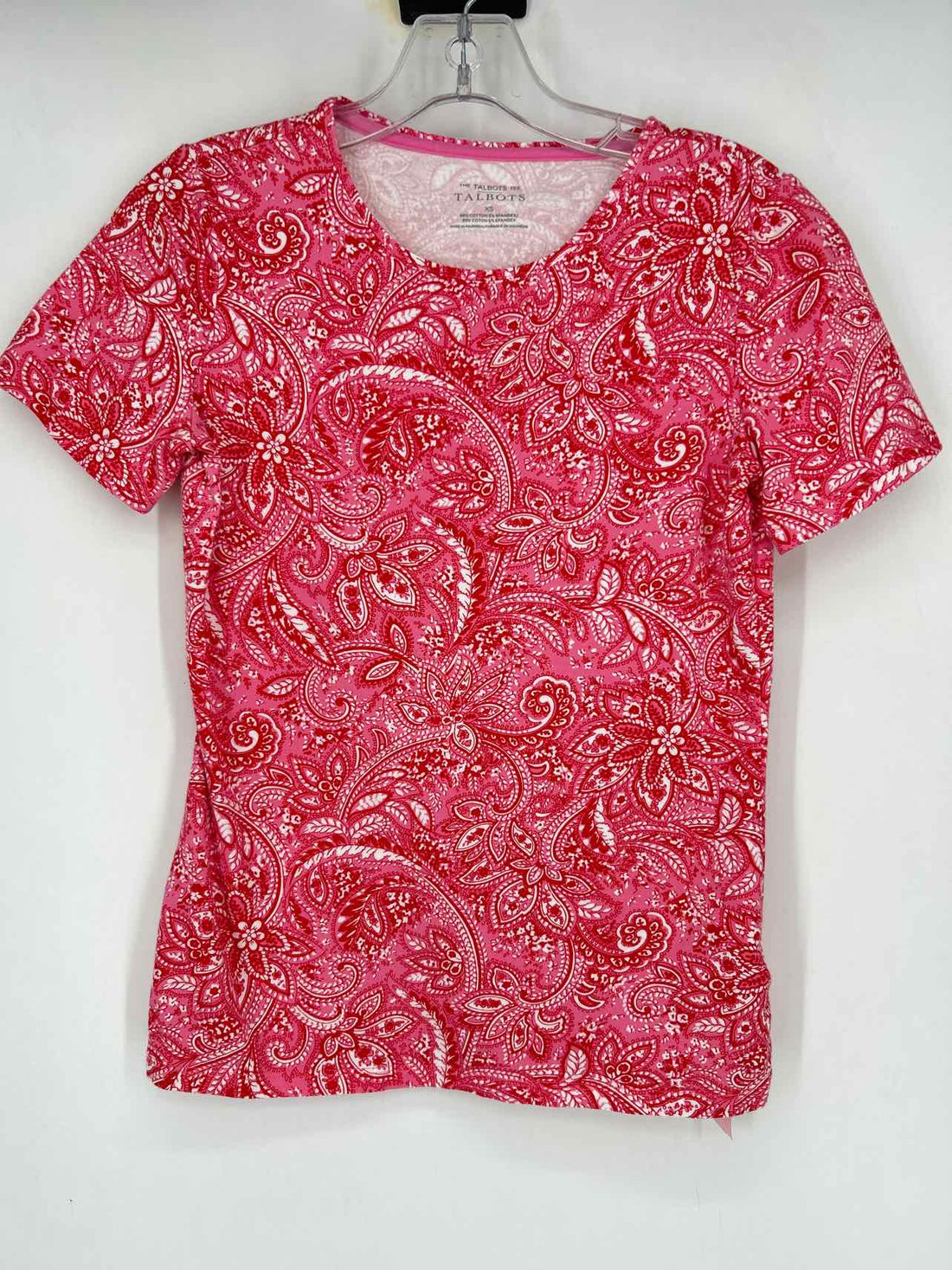Talbots Size XS Pink Red & White Short Sleeve