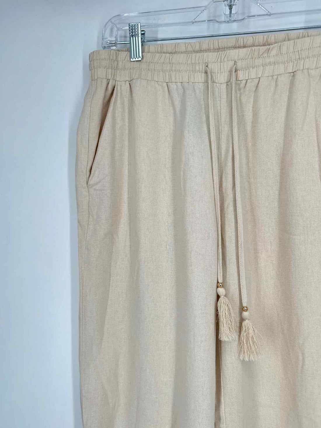 Ellen Tracy Size S Cream Linen/Viscose Pants