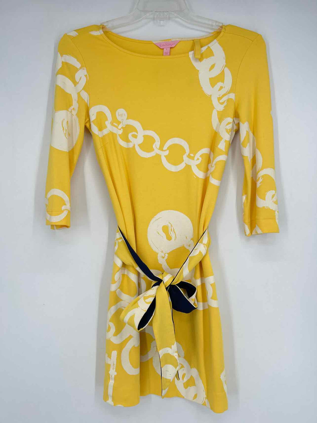 Lilly Pulitzer S Yellow & White Long Sleeve Lilly Pulitzer Dress
