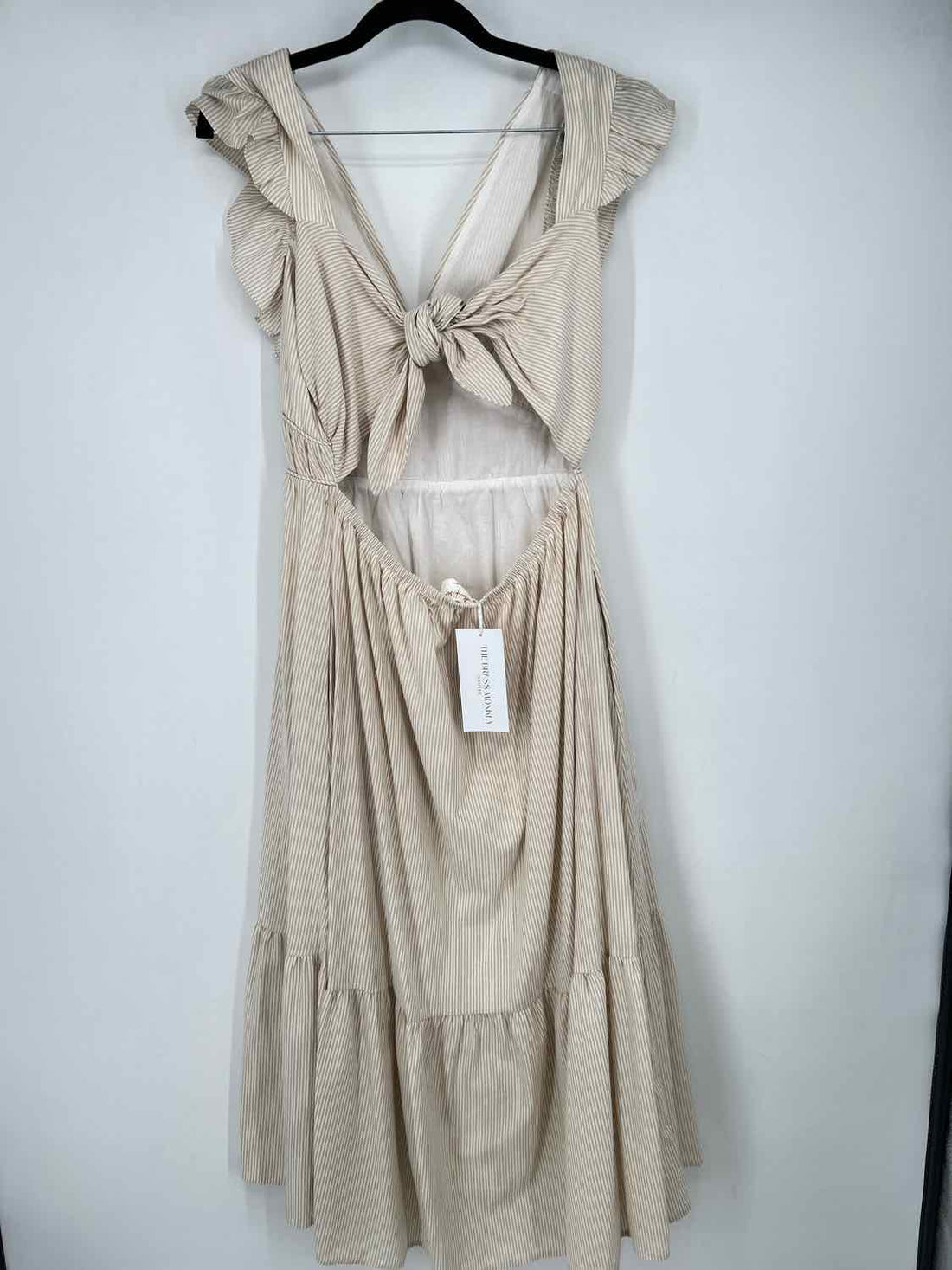 Allie Rose Size L Tan & White Striped NWT Dress
