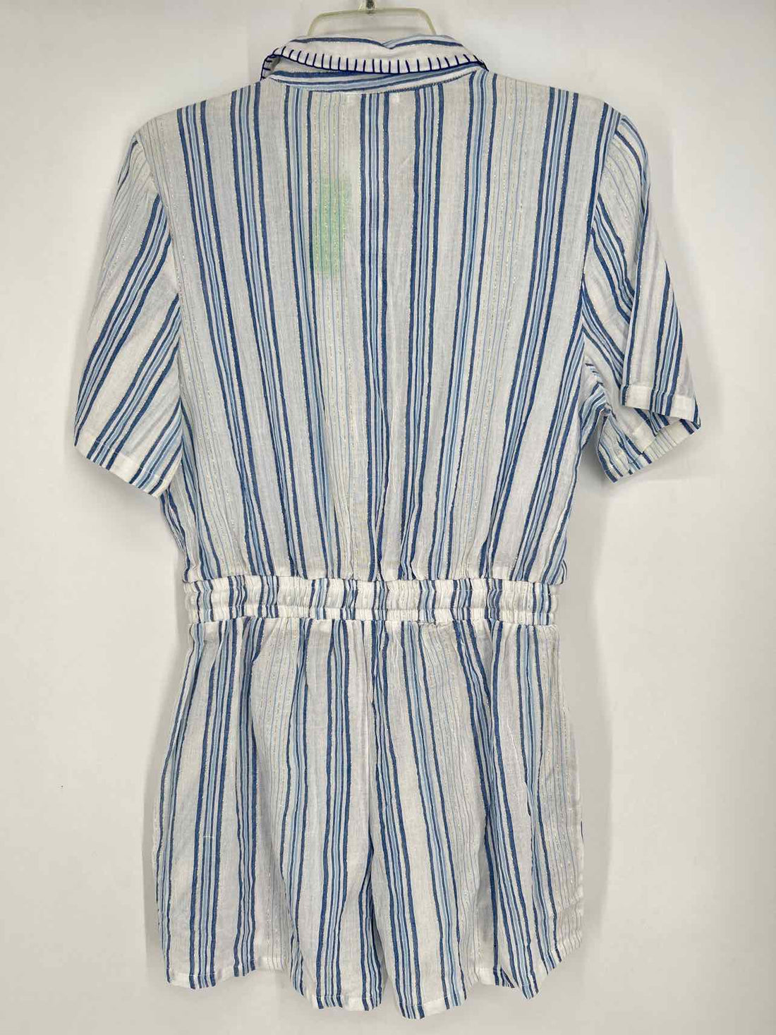 Debbie Katz Size L White & Blue Striped Shimmer NWT Rompers