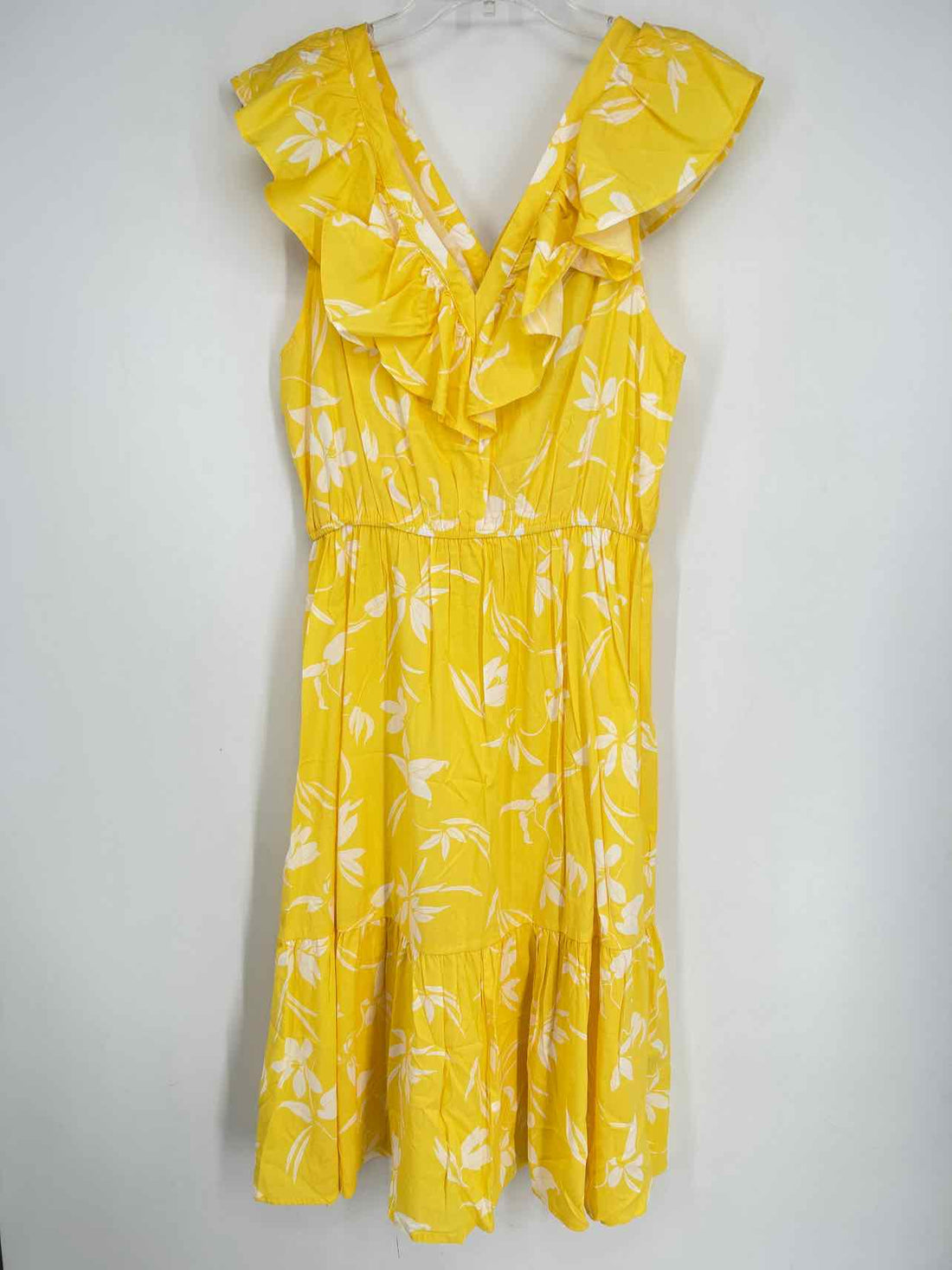 Banana Republic Size MP Yellow & White Short Sleeve Dress