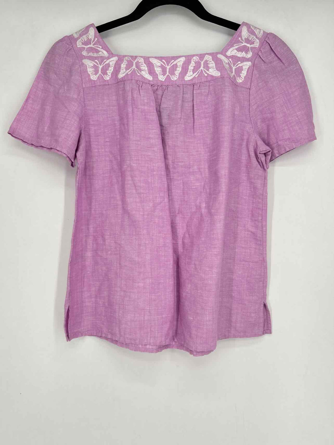 Talbots Size P Light Purple & White Linen/Cotton NWT Short Sleeve