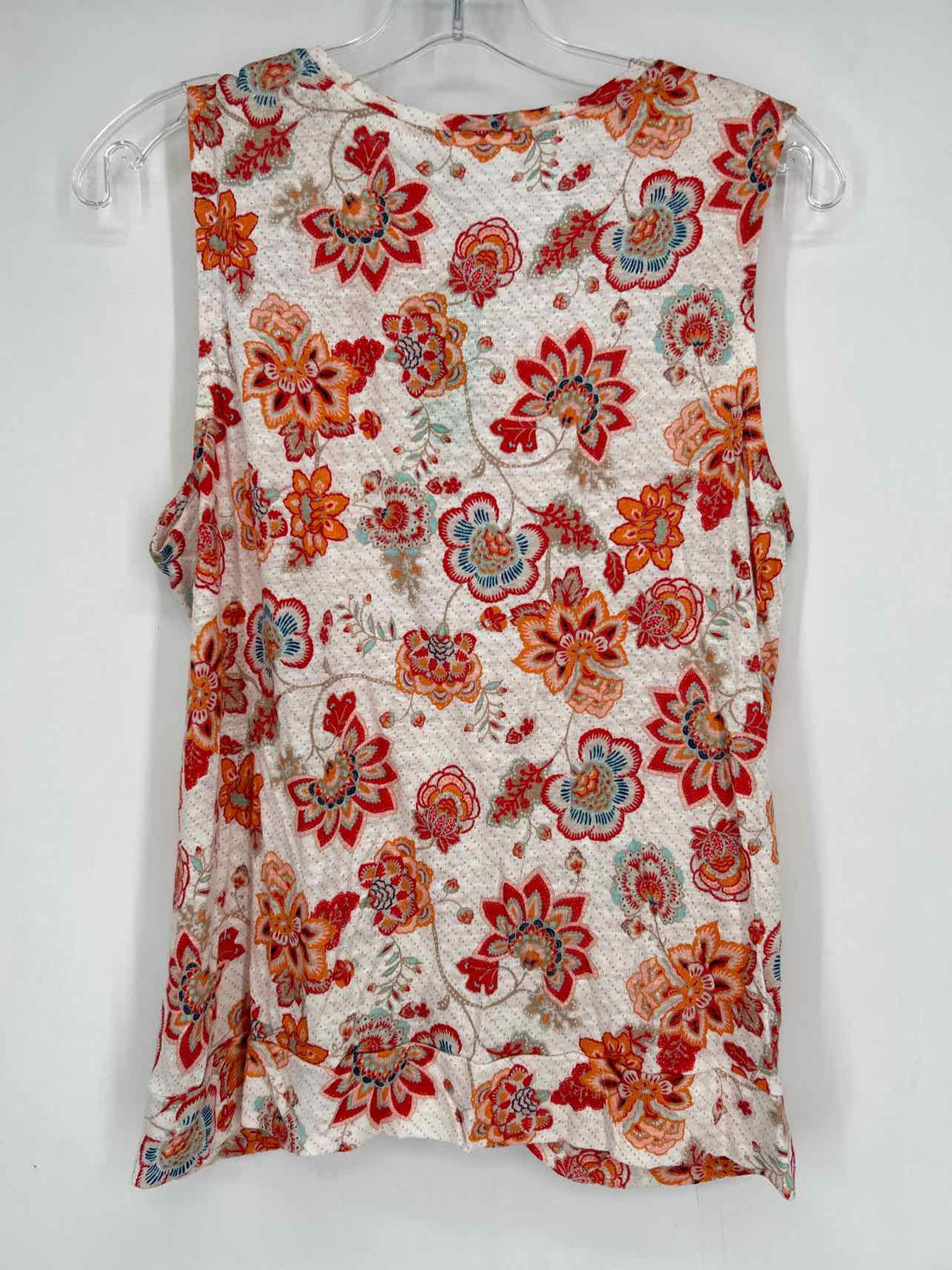 J Jill Love Linen Size M White & Red Floral Sleeveless