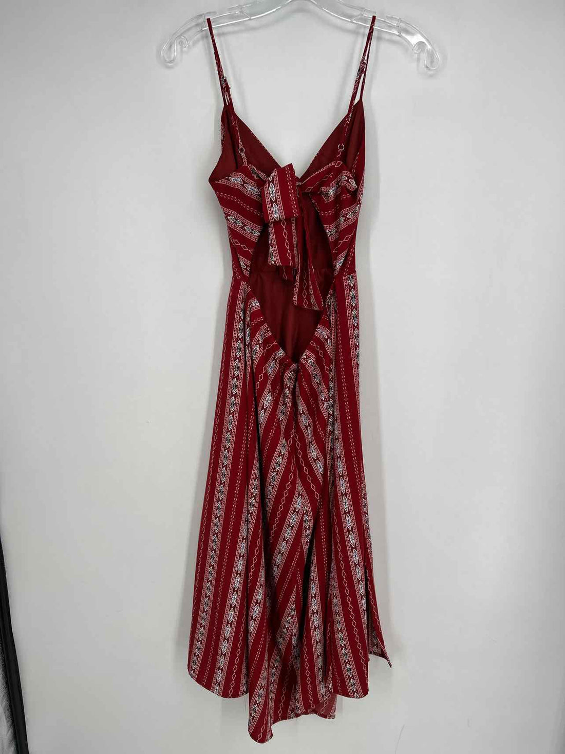 Lumiere Size M Dark Red & White Print Dress