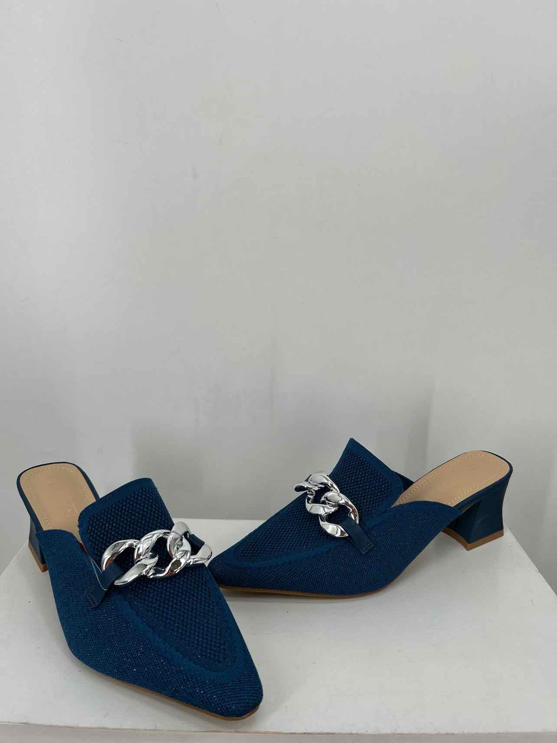 Newbella Women Size 9 Blue Shimmer Mules