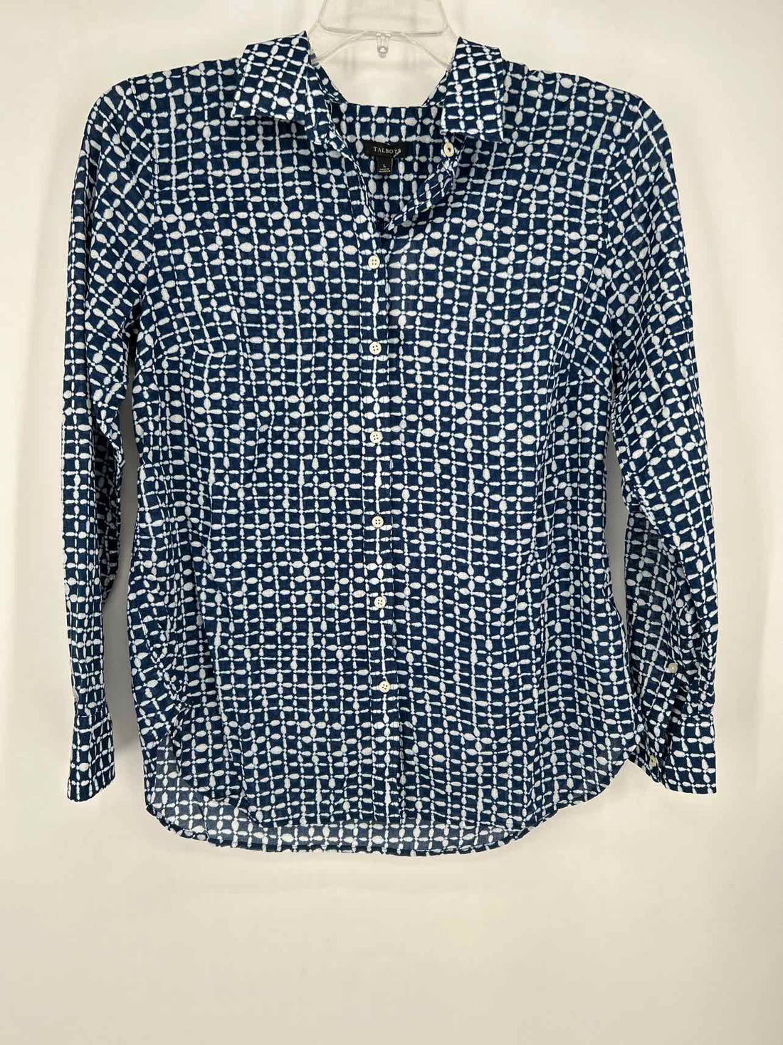 Talbots Size L Navy & White Long Sleeve