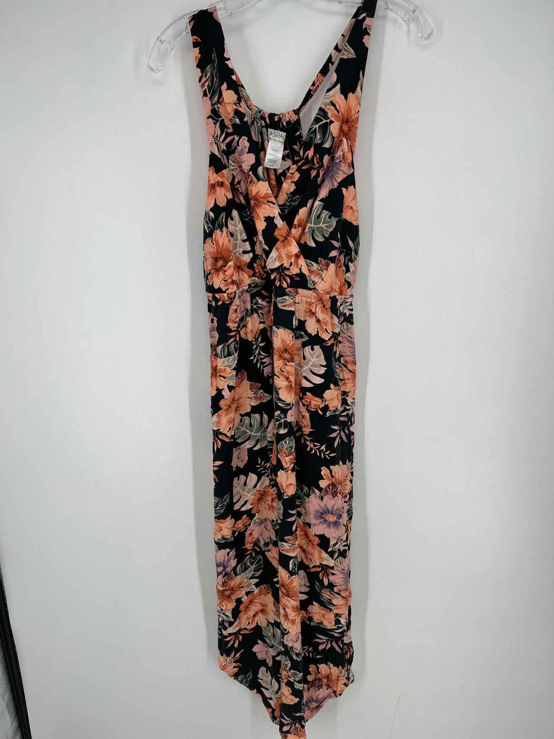 L Space Size L Black & Pink Floral Sleeveless Coverup