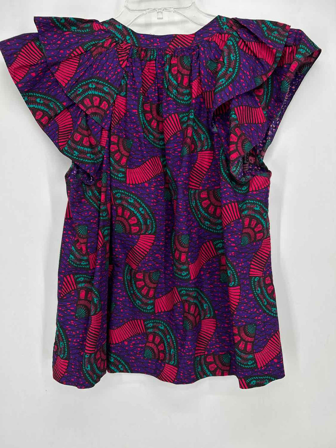 Ulla Johnson Size 0 Purple Print Cotton Short Sleeve
