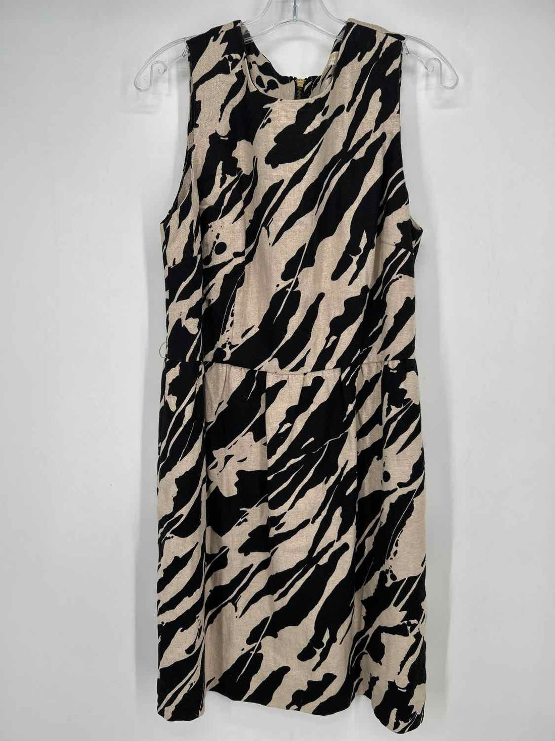 Michael Kors Size 12 Cream & Black Linen 100% Sleeveless Dress