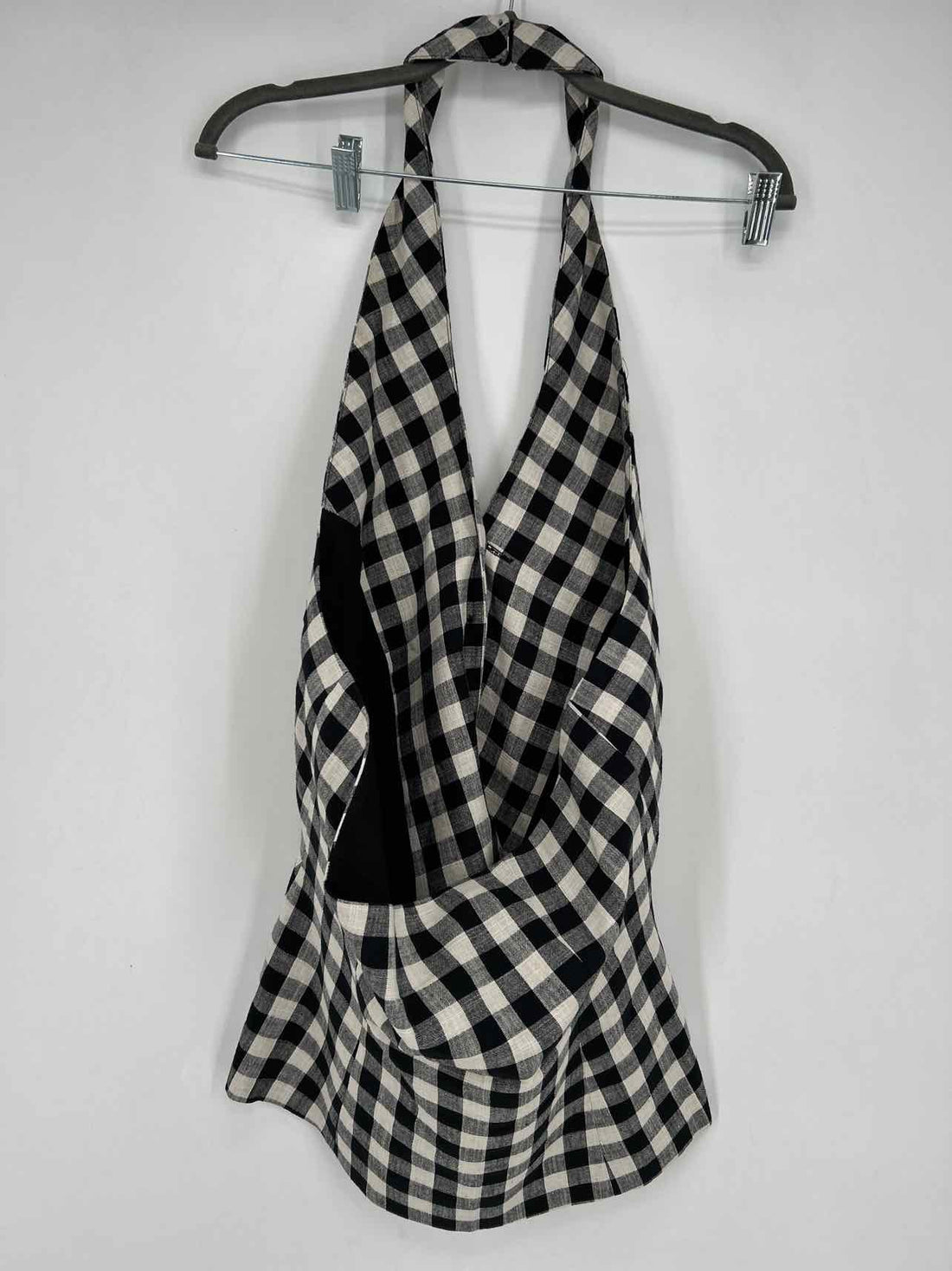 Maeve Size L Navy Gingham Halter Top