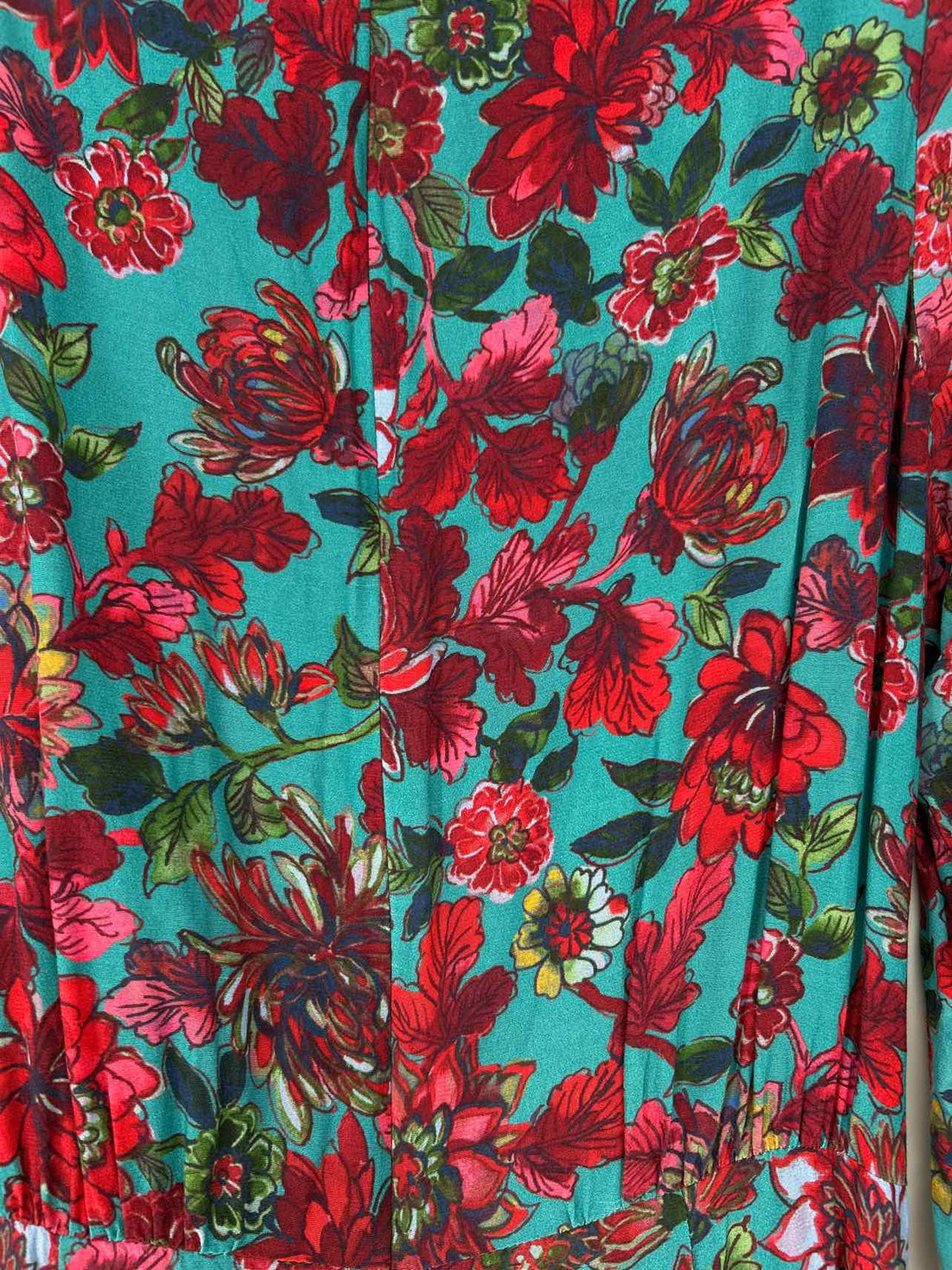 Talbots Size 6 Teal Floral Long Sleeve Dress