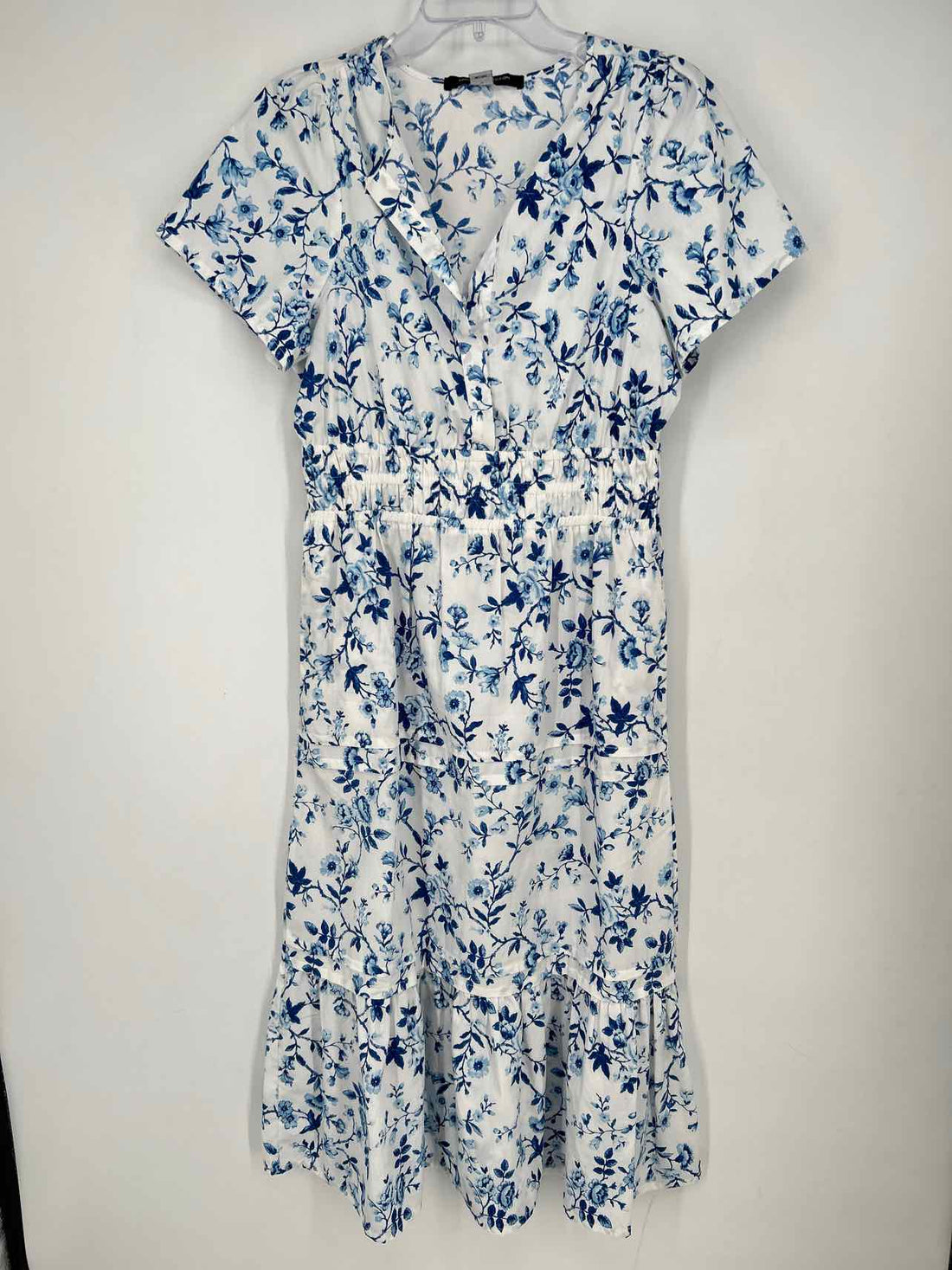 French Connection Size S White & Blue Floral Short Sleeve Dress