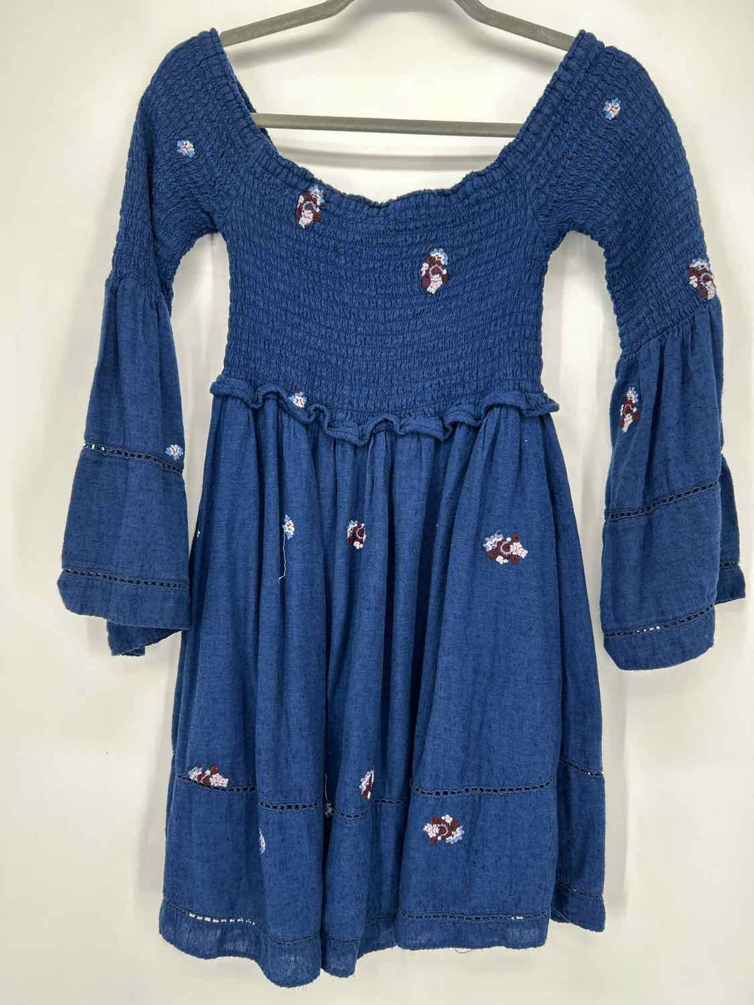 Free People Size S Navy Embroidered Dress