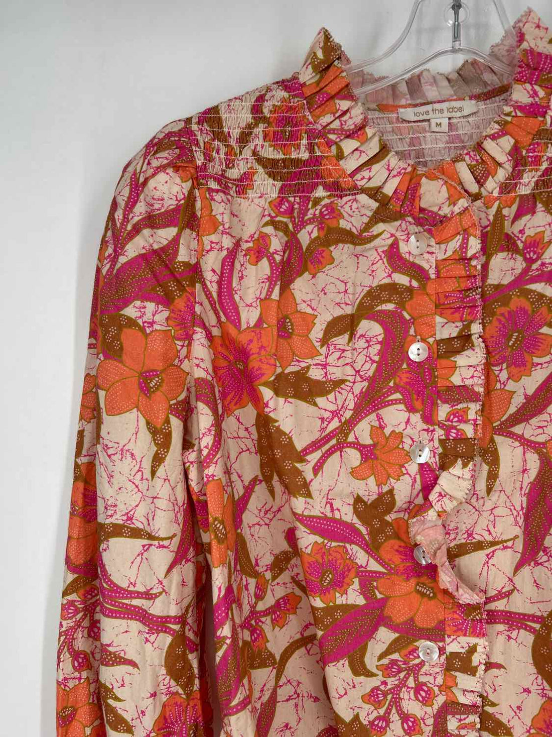 Love the Label Size M Cream & Pink Print Long Sleeve