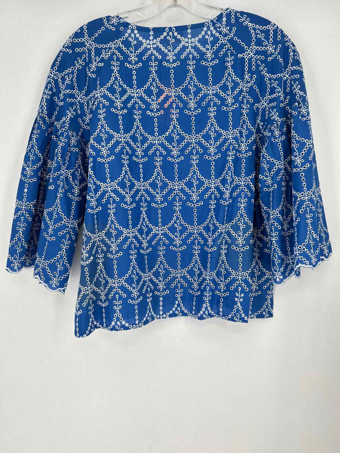 Melloday Size XL Blue & White Eyelet Long Sleeve