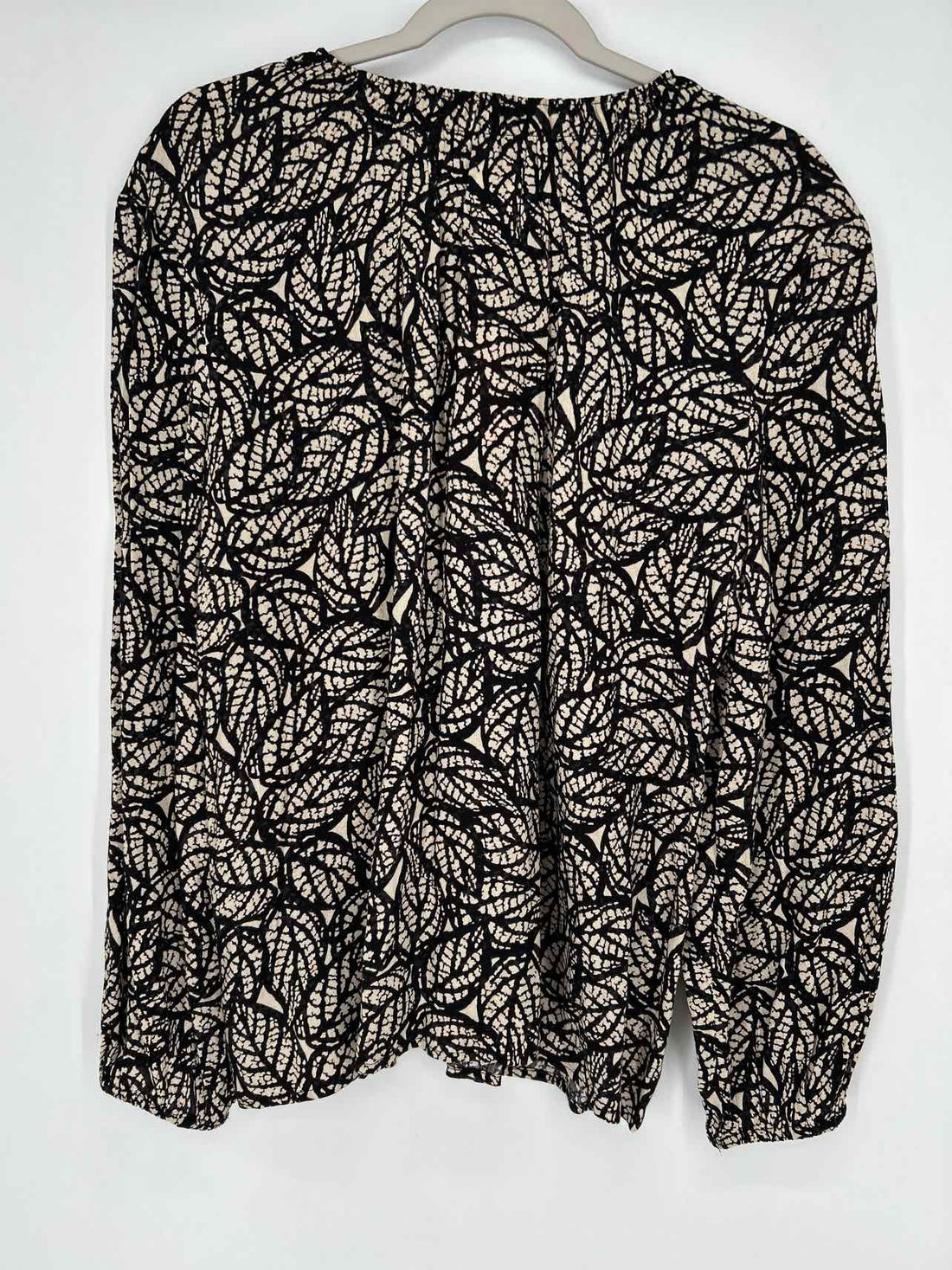 Nic+Zoe Size L Black & Beige Print Long Sleeve