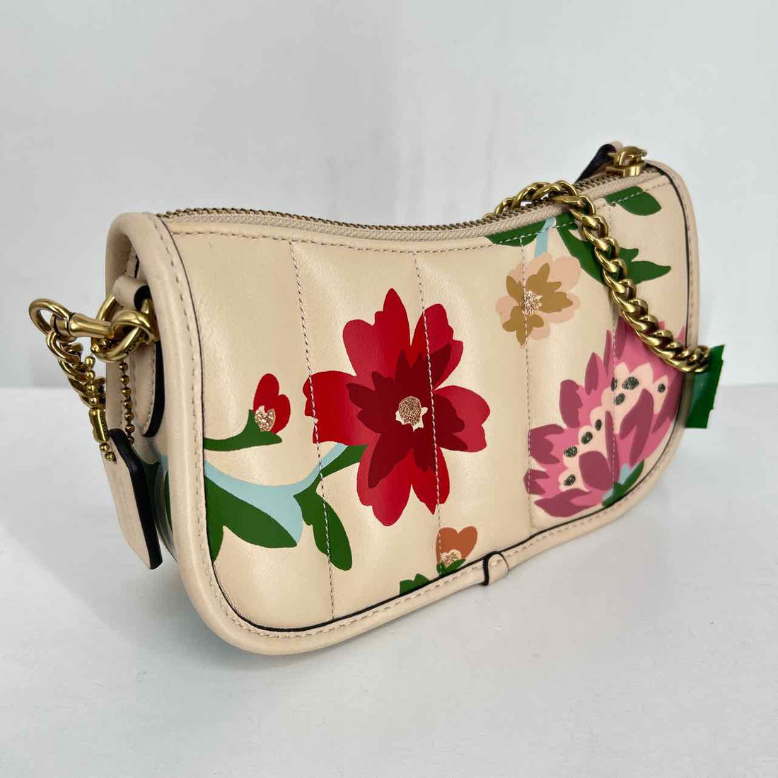 Coach Beige Floral Leather Like New Clutch