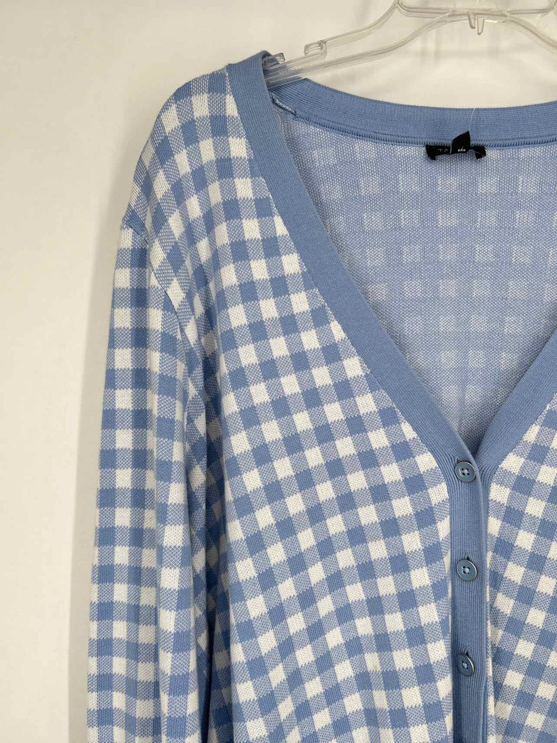 Talbots Size 1X Blue & White Gingham Cardigan