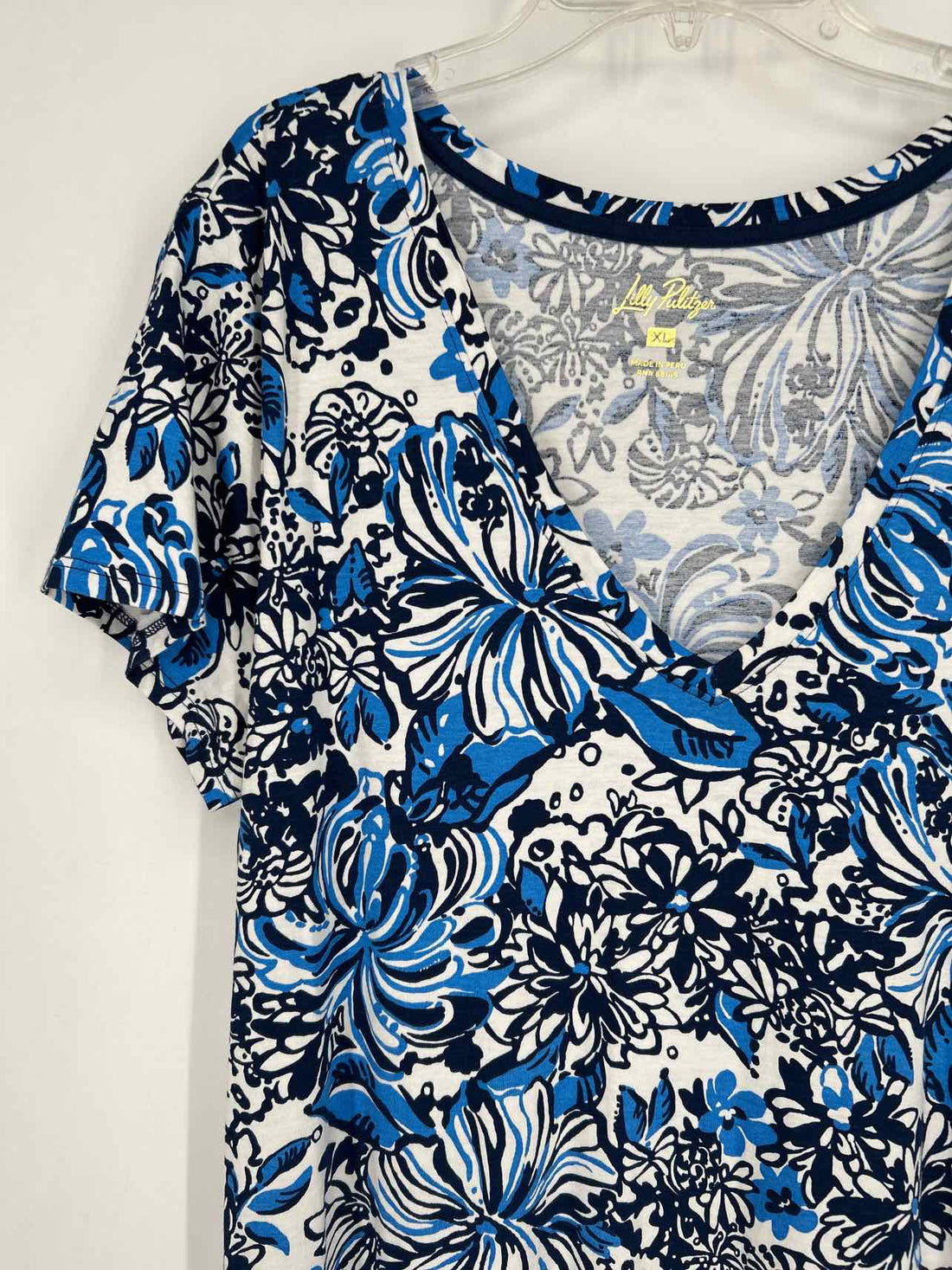 Lilly Pulitzer XL White & Navy Print Short Sleeve Lilly Pulitzer Dress