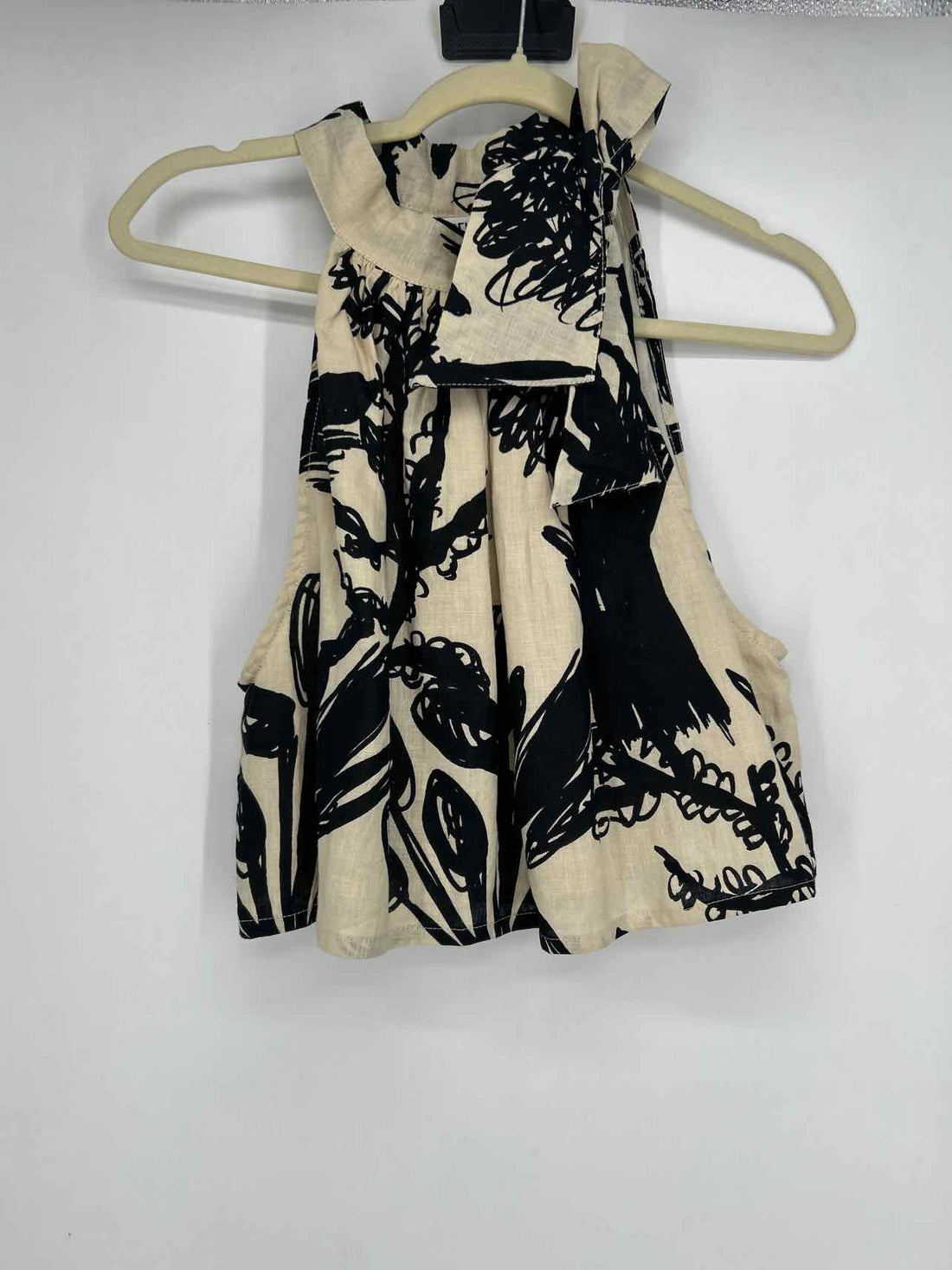 Bel Kazan Size L Cream & Black Linen NWT Halter Top