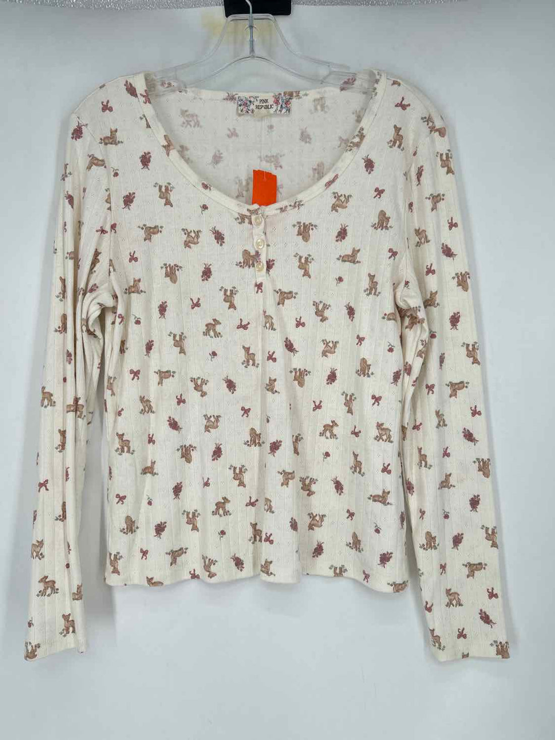 Pink Republic Size XL Ivory Print Long Sleeve