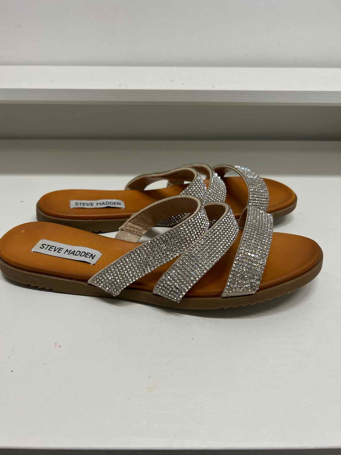 Steve Madden Women Size 8 Rhinestone Triple Strap Sandals