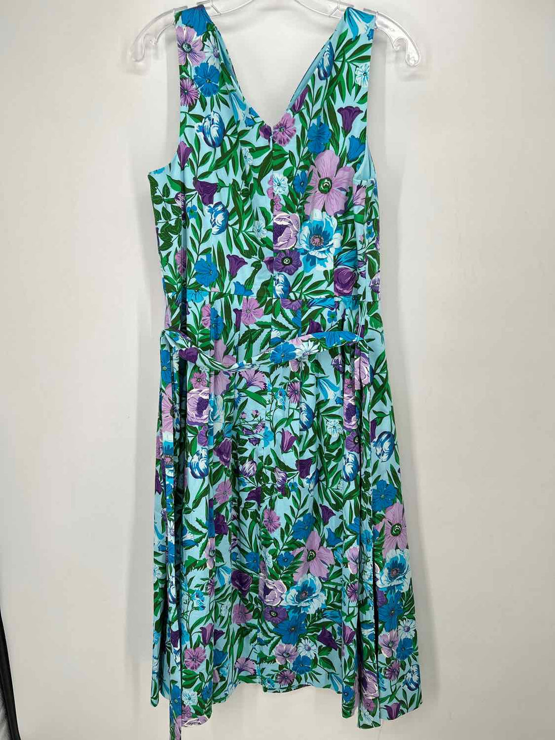 Talbots Size 12 Light Blue Floral Sleeveless Dress