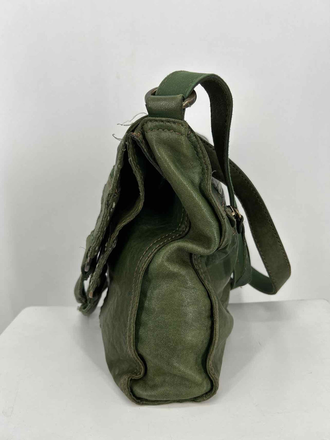 Lucky Brand Dark Green Leather Vintage Messenger
