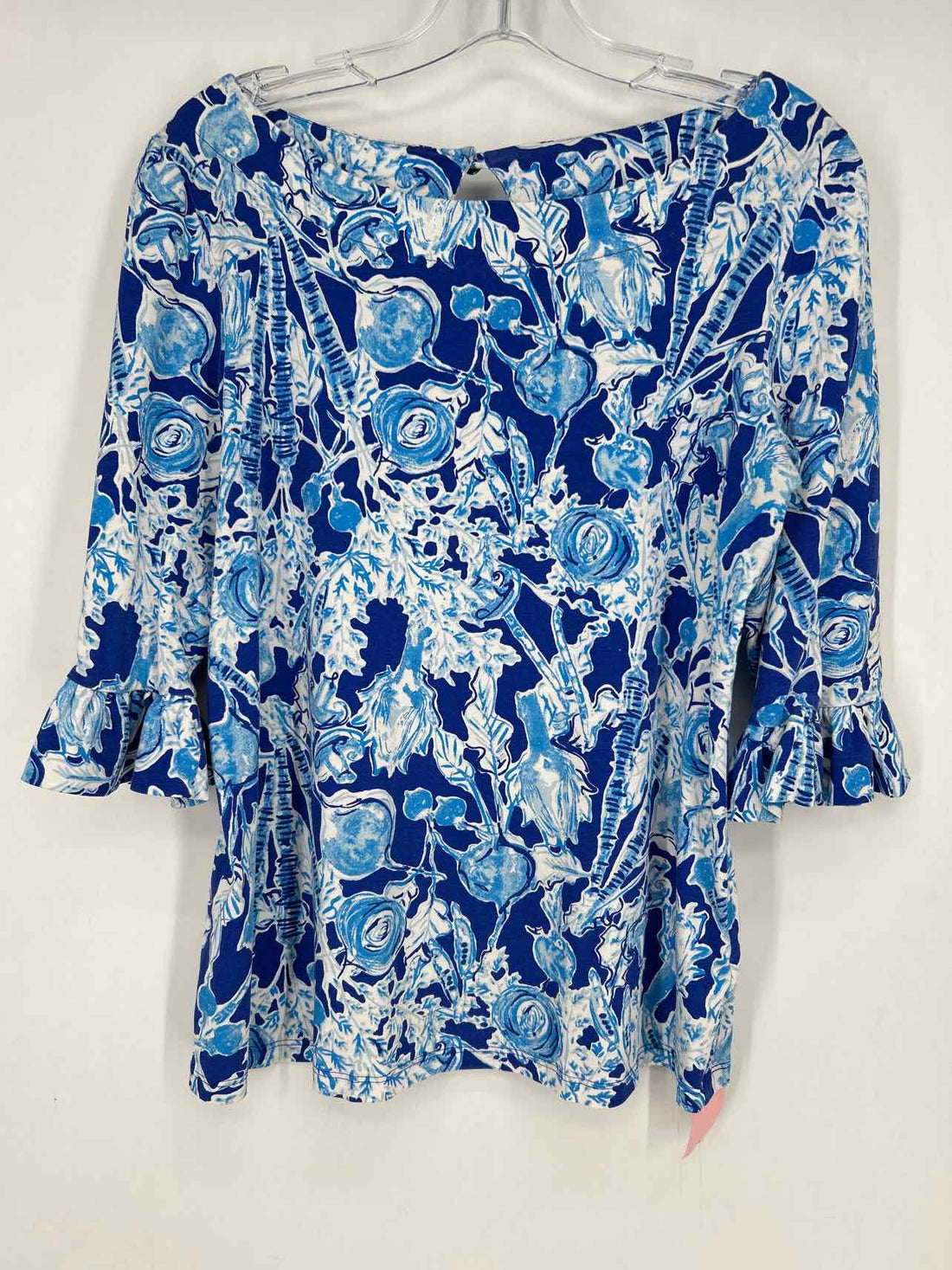 Lilly Pulitzer M Blue & White Print Long Sleeve Lilly Pulitzer Top