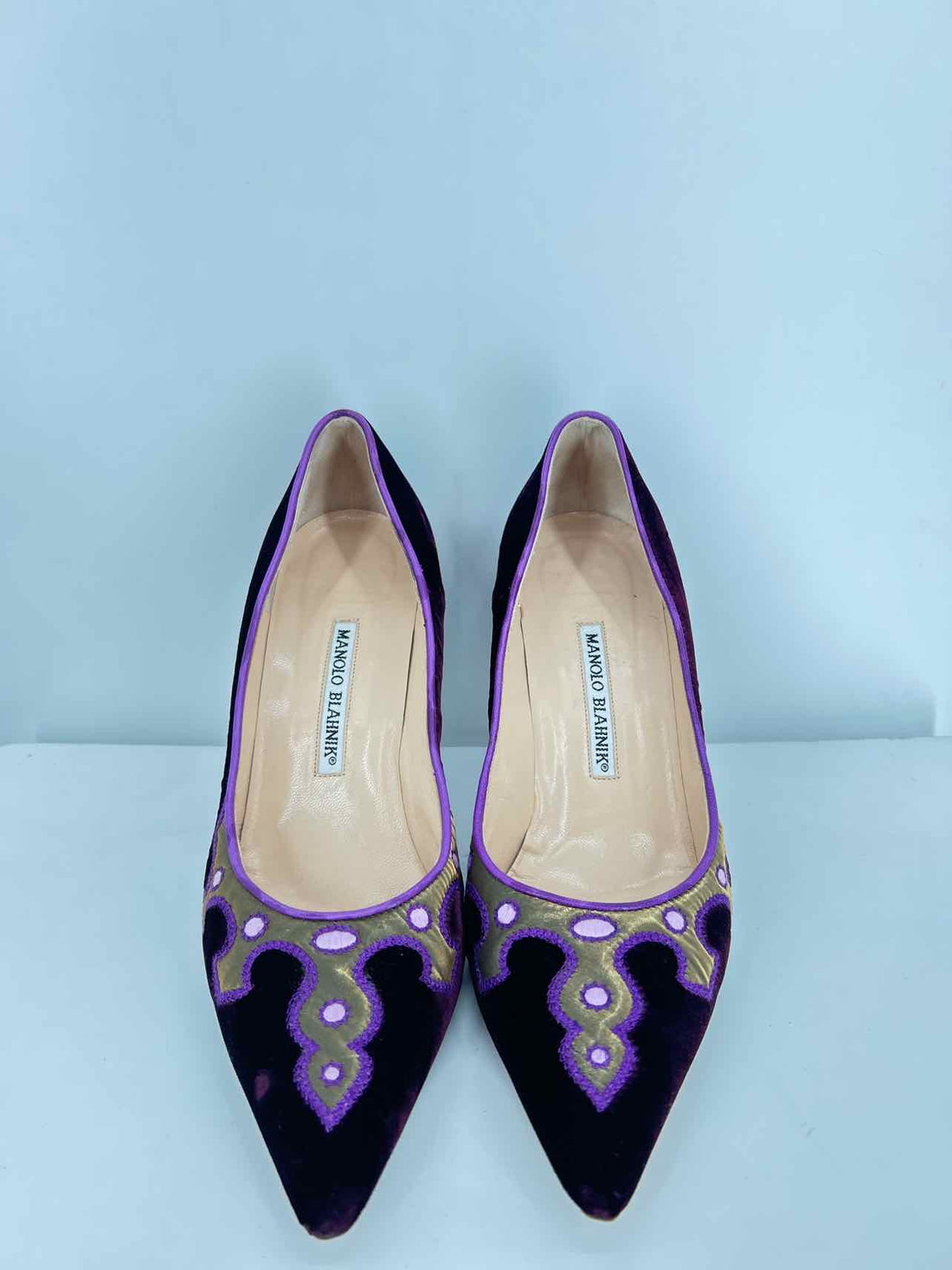 Manolo Blahnik Women Size 38 Eggplant Good Velour LUXURY