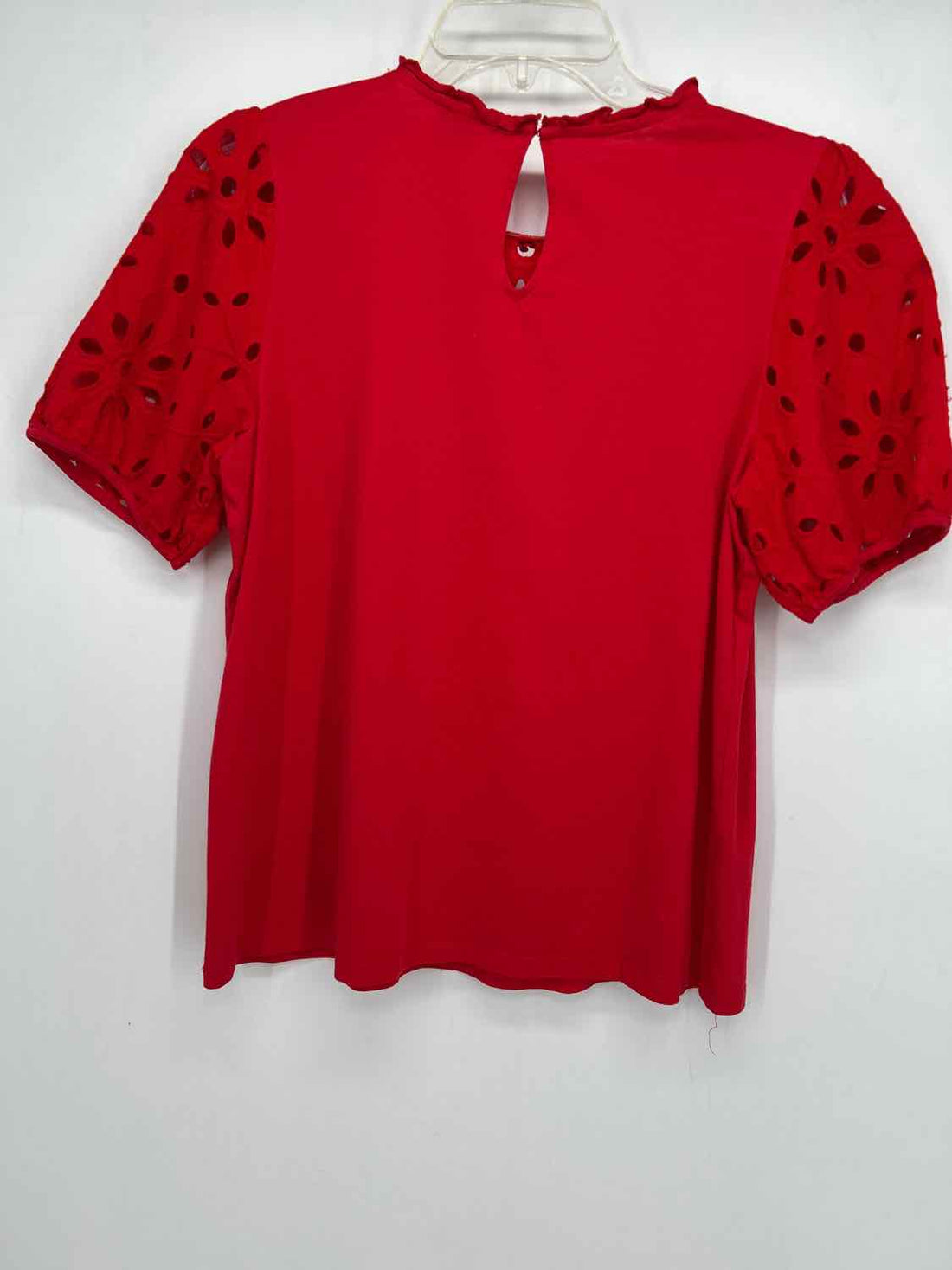 Ann Taylor Size M Red Eyelet Short Sleeve