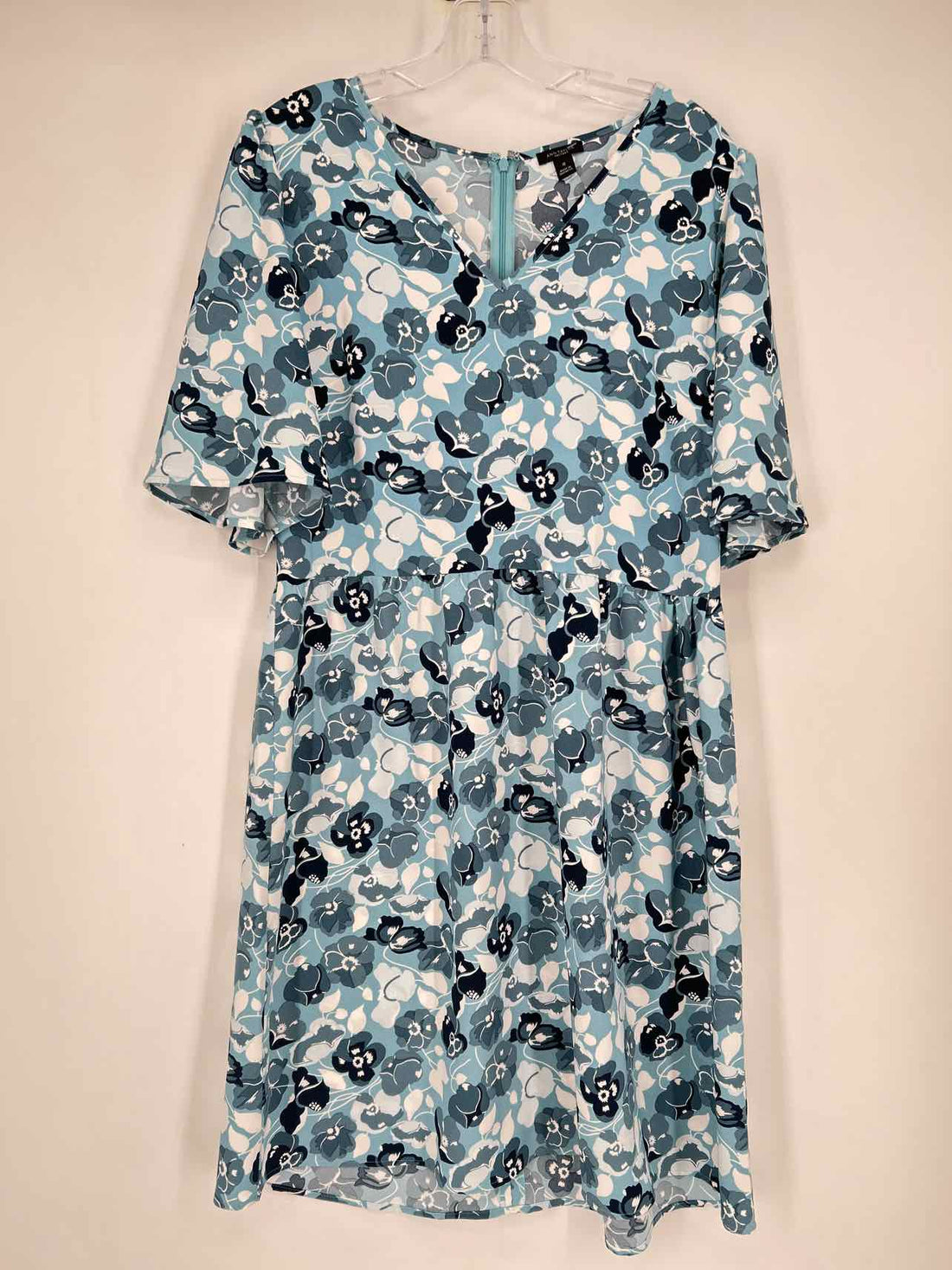 Ann Taylor Size 10 Blue Floral Short Sleeve Dress