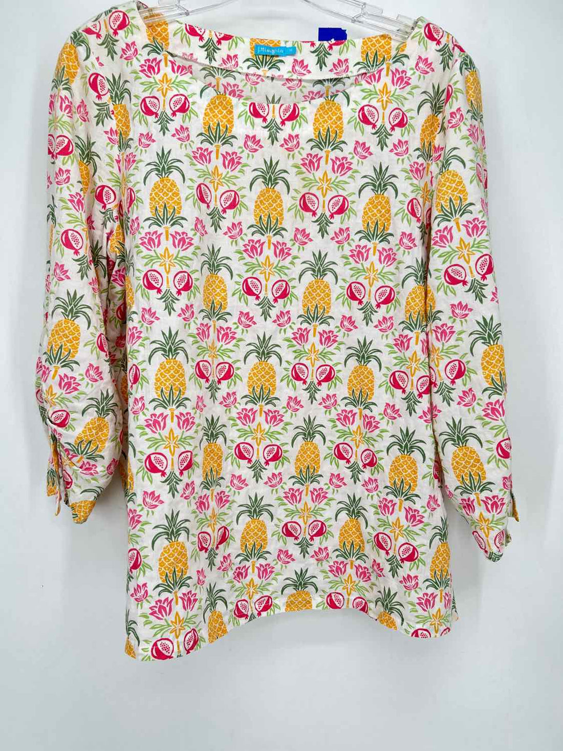J McLaughlin Size M Pineapple Print Long Sleeve