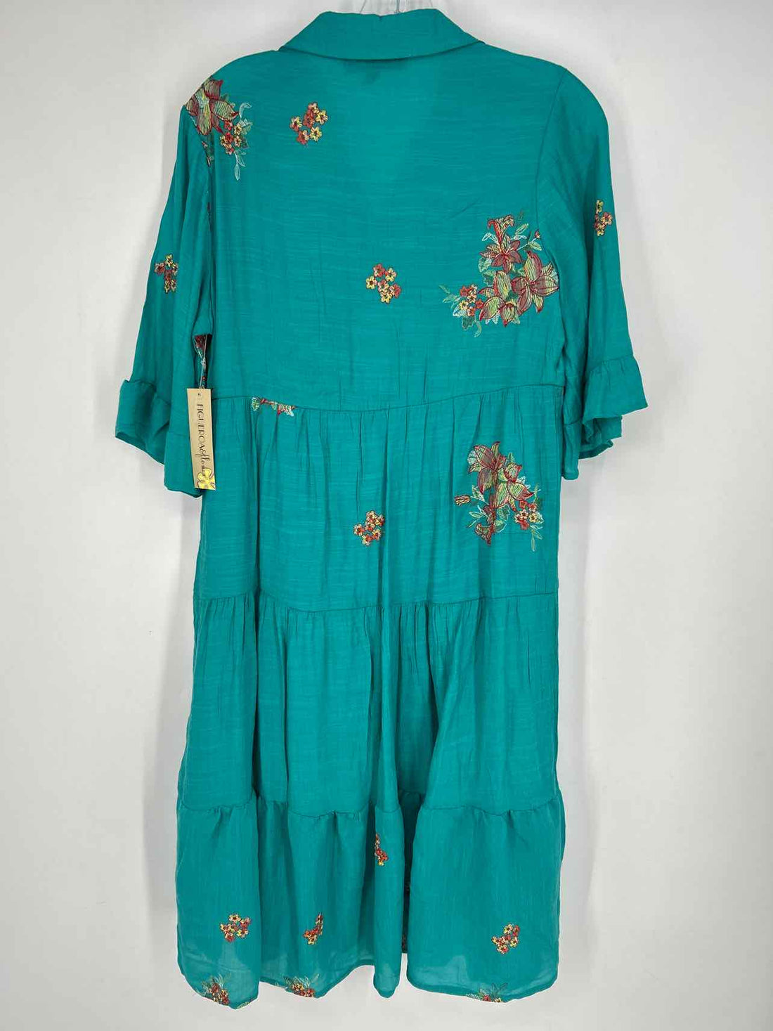 Figueroa & Flower Size S Teal Floral Embroidered NWT Dress