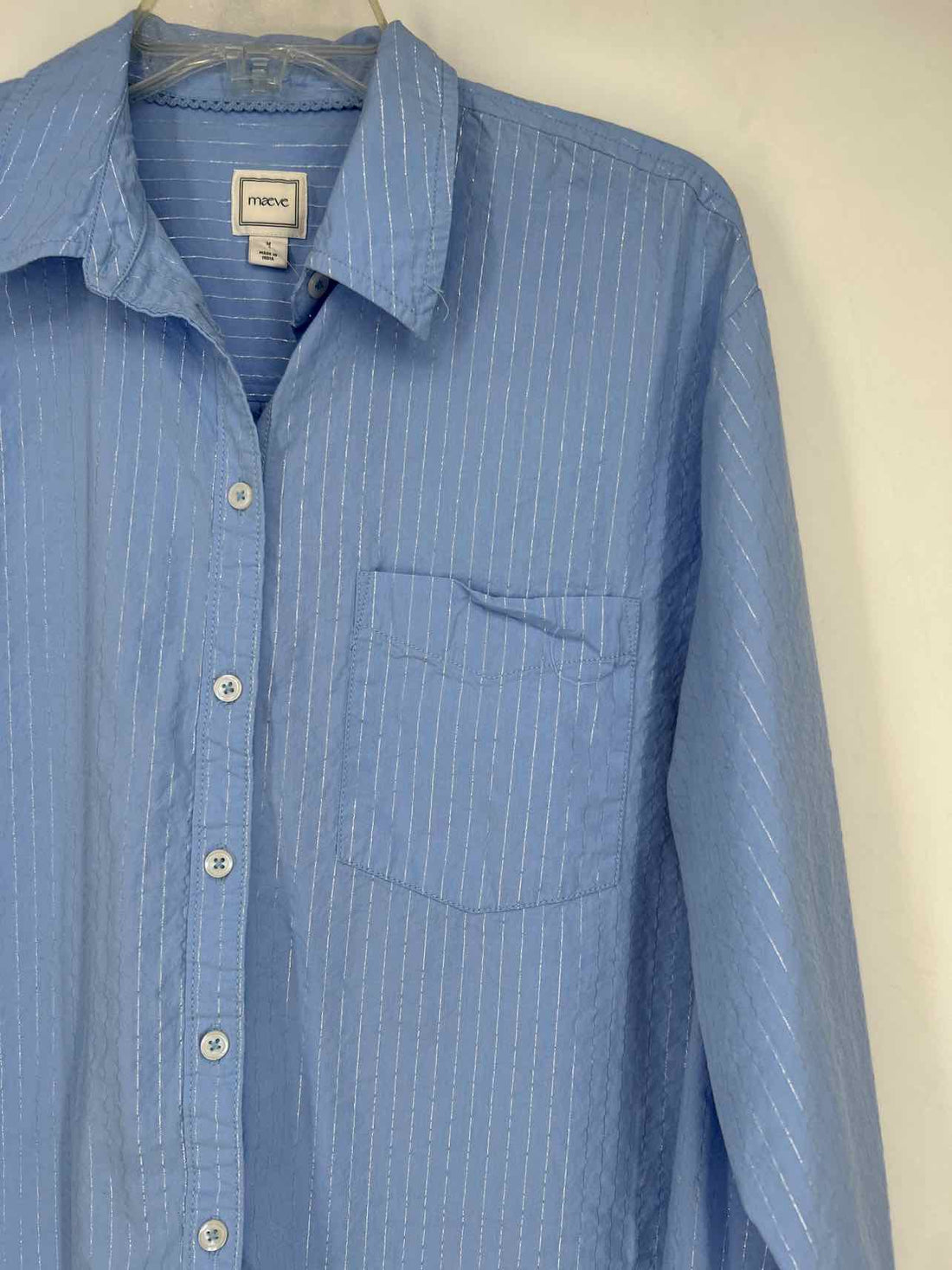 Maeve Size M Blue Stripe Long Sleeve