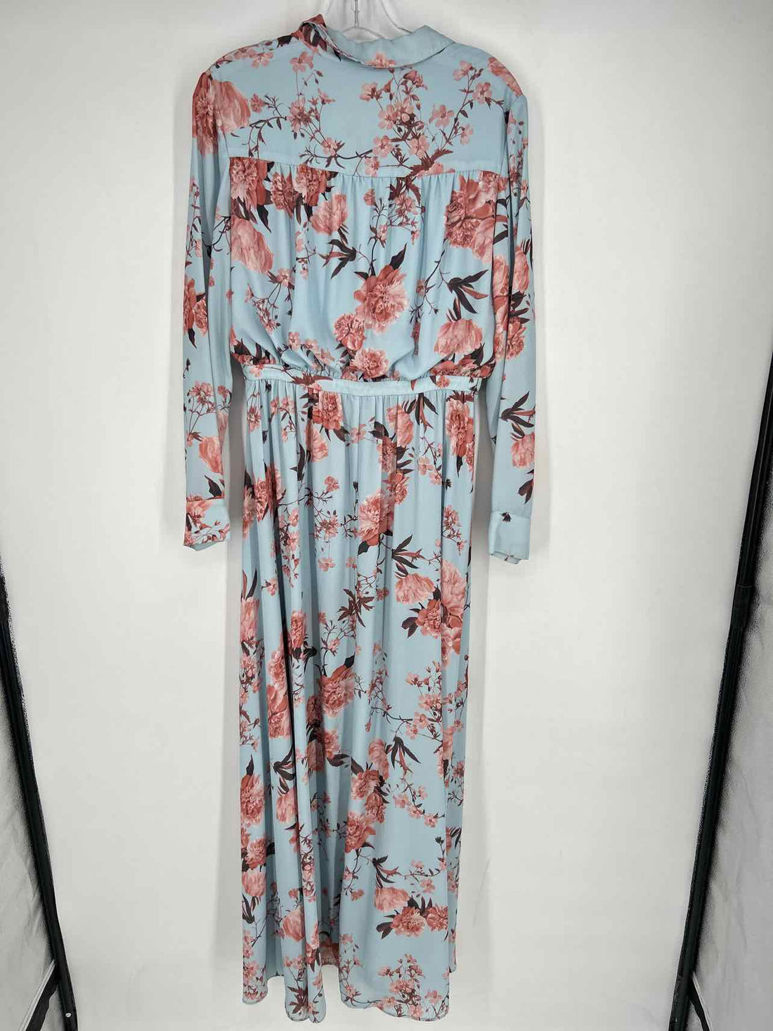 Fame and partners Size 8 Light Blue Floral Long Sleeve Maxi
