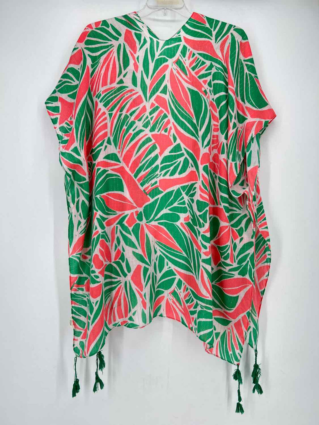 Do Everything In Love One Size White Pink & Green Print Kimono