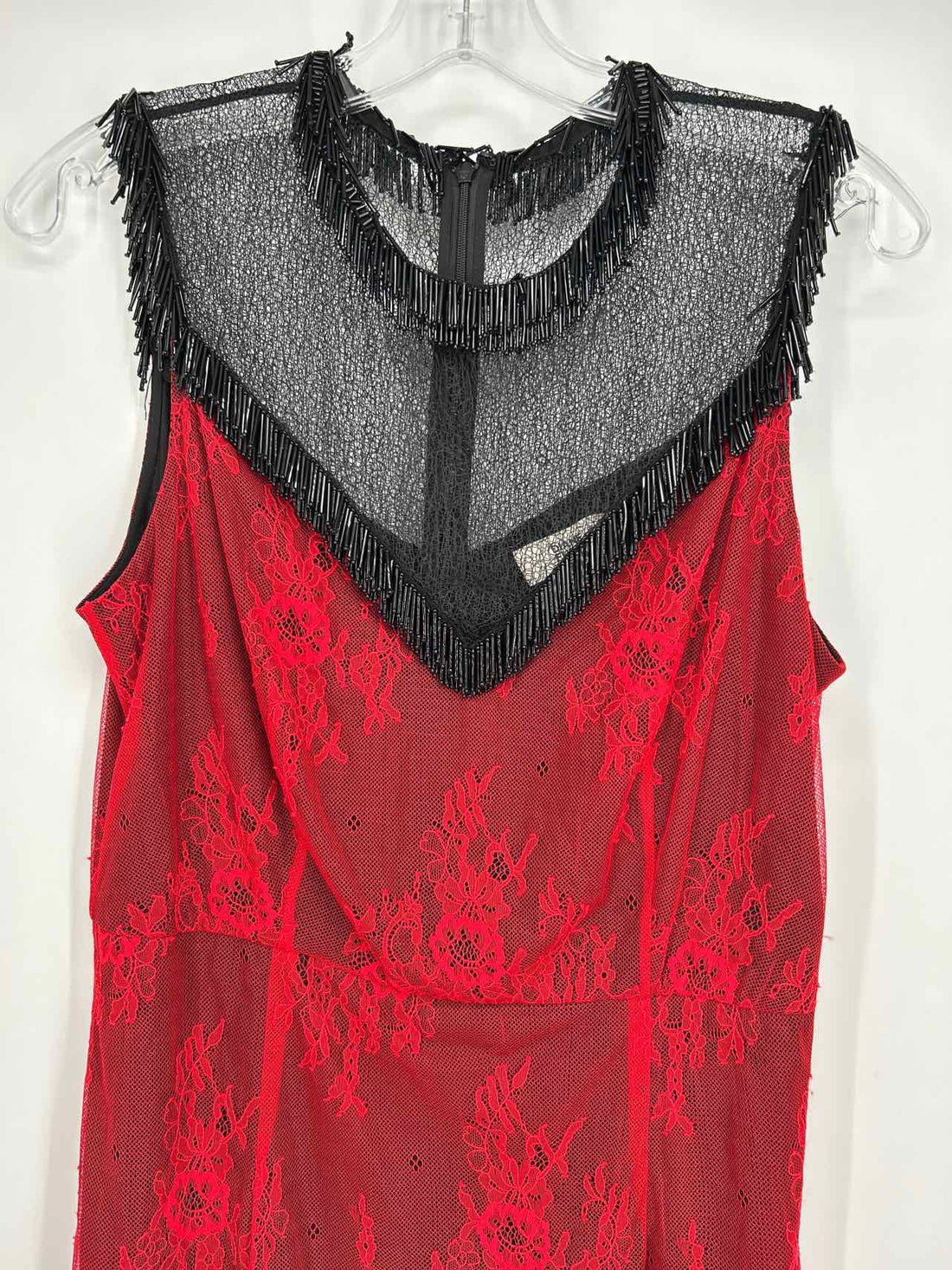 Diane Von Furstenberg Size 10 Red & Black Lace Dress