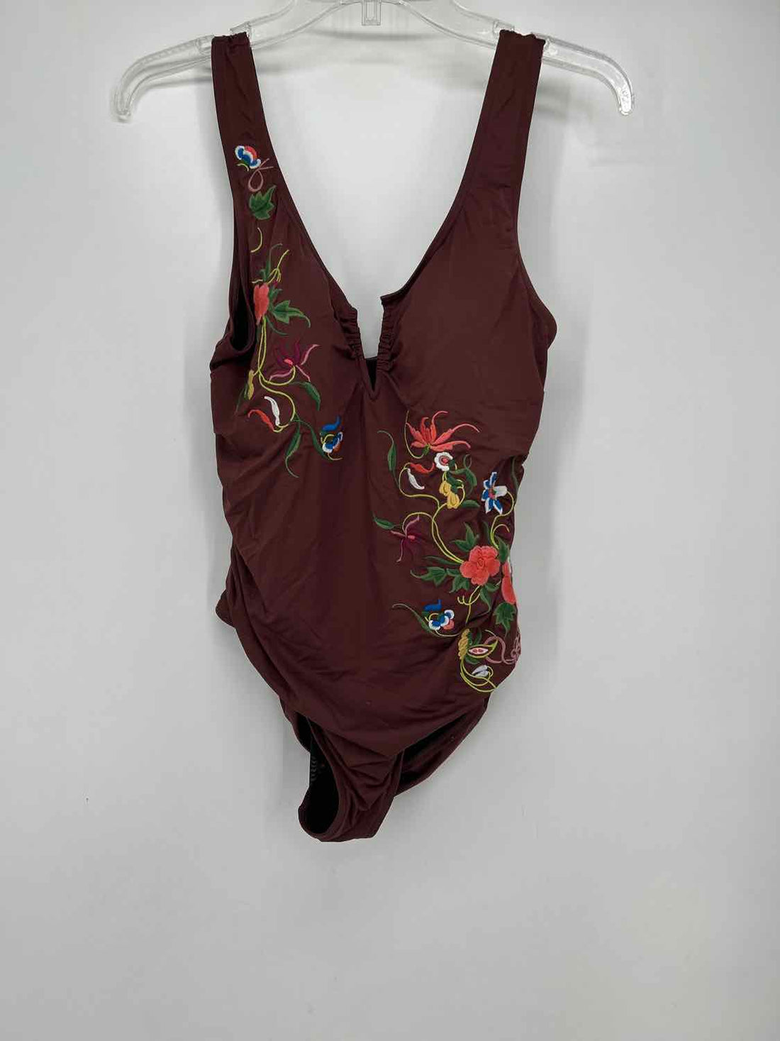 Sundance Size M Brown Embroidered Swimsuit 1 Piece