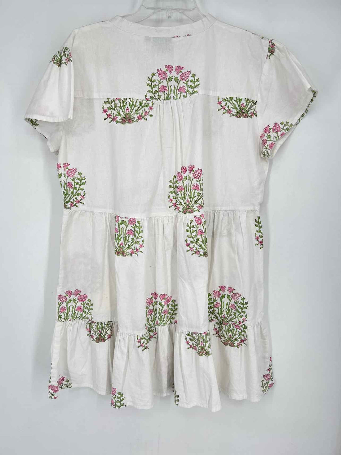 Madison Mathews Size XXL White Floral Short Sleeve Dress